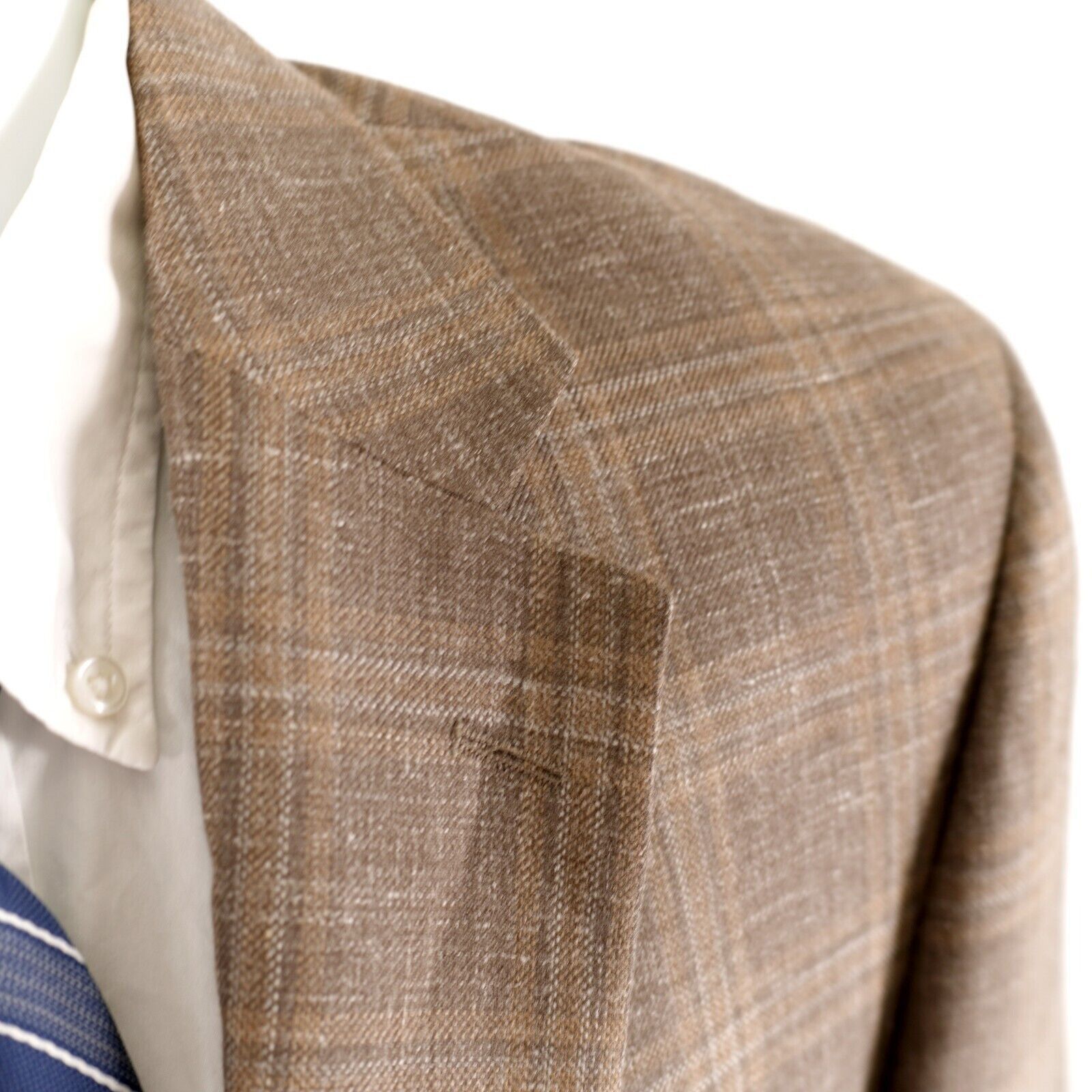 Jos. A. Bank Jos A Bank Signature Wool Silk Linen Beige Tan Plaid 2 Butto Size 40L - 2 Thumbnail