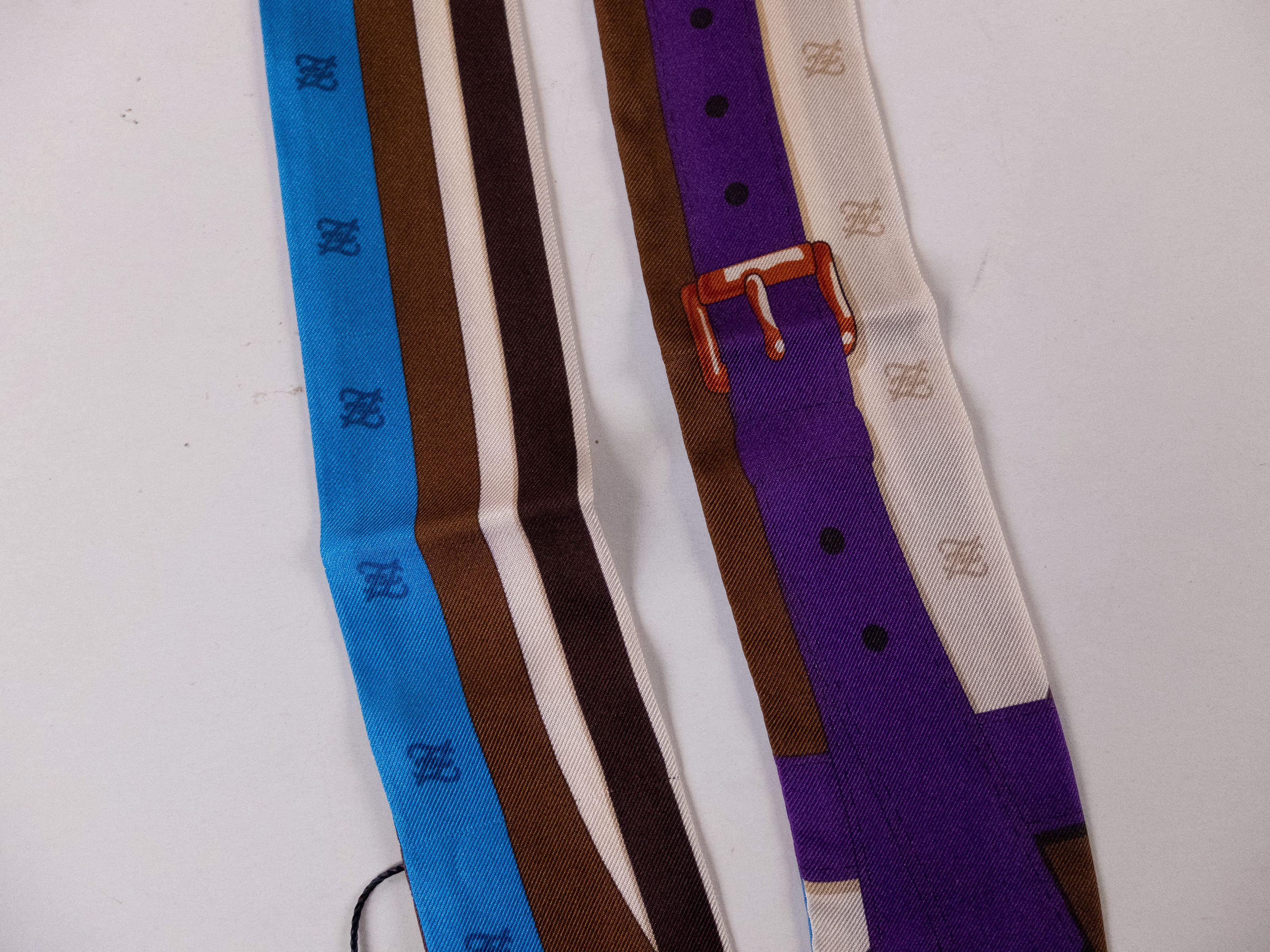 Fendi FENDI blue brown purple Karligraphy logo silk mitzah scarf Size ONE SIZE - 2 Thumbnail