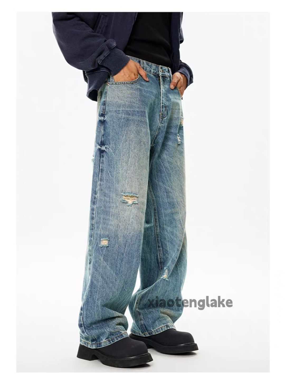 Jean × Vintage utility washed faded cleanfit damaged ripped grunge jeans Size US 32 / EU 48 - 2 Thumbnail