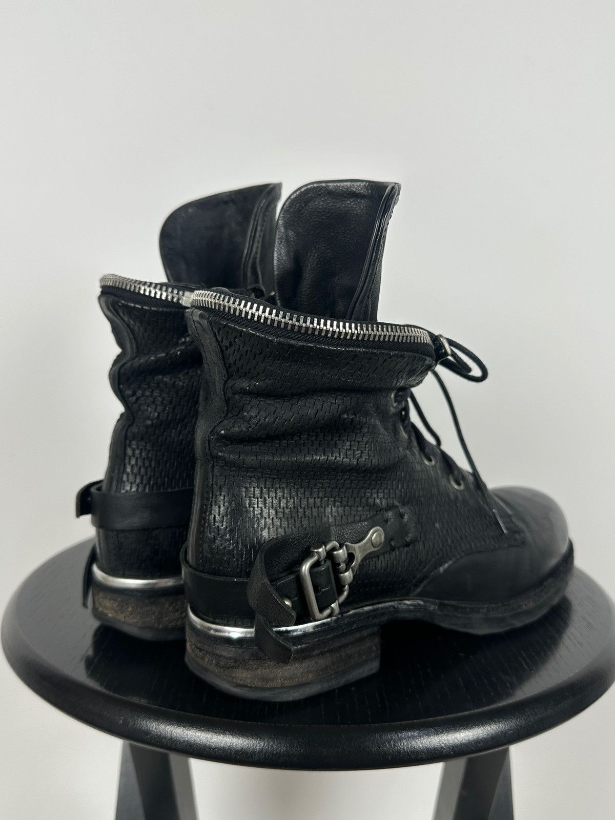 A.S.98 A.S.98. Airstep Black Leather Biker Zip Buckle Ankle Boots Size US 8 / IT 38 - 4 Thumbnail