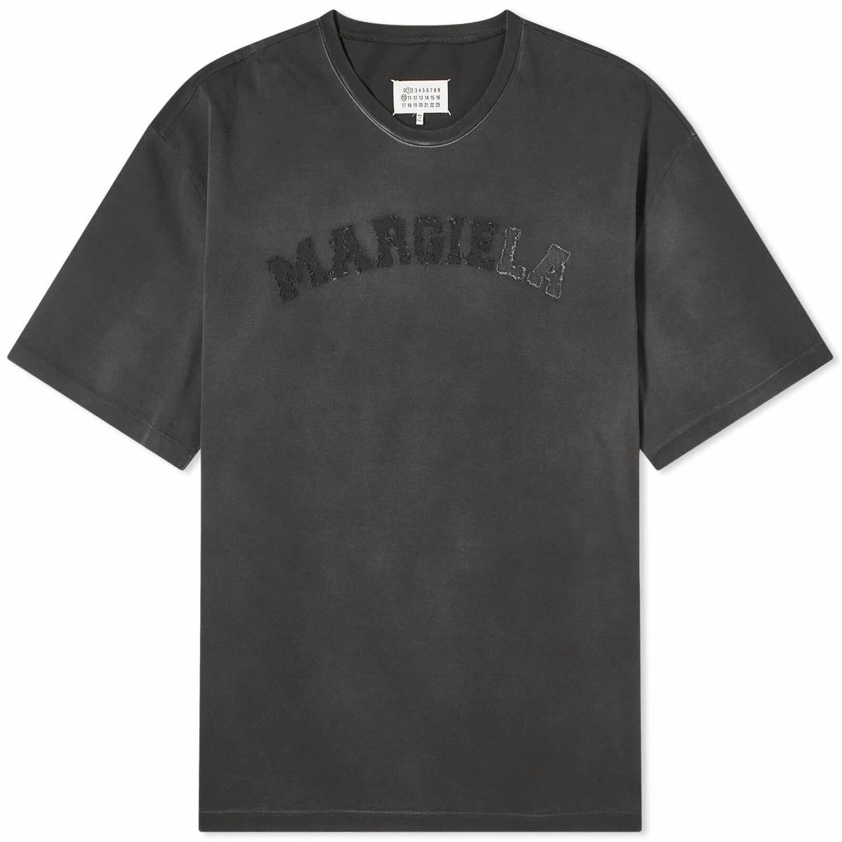 Maison Margiela o1w1db10526 Distressed College Logo T-Shirt in Washed Black Size US XL / EU 56 / 4 - 1 Thumbnail