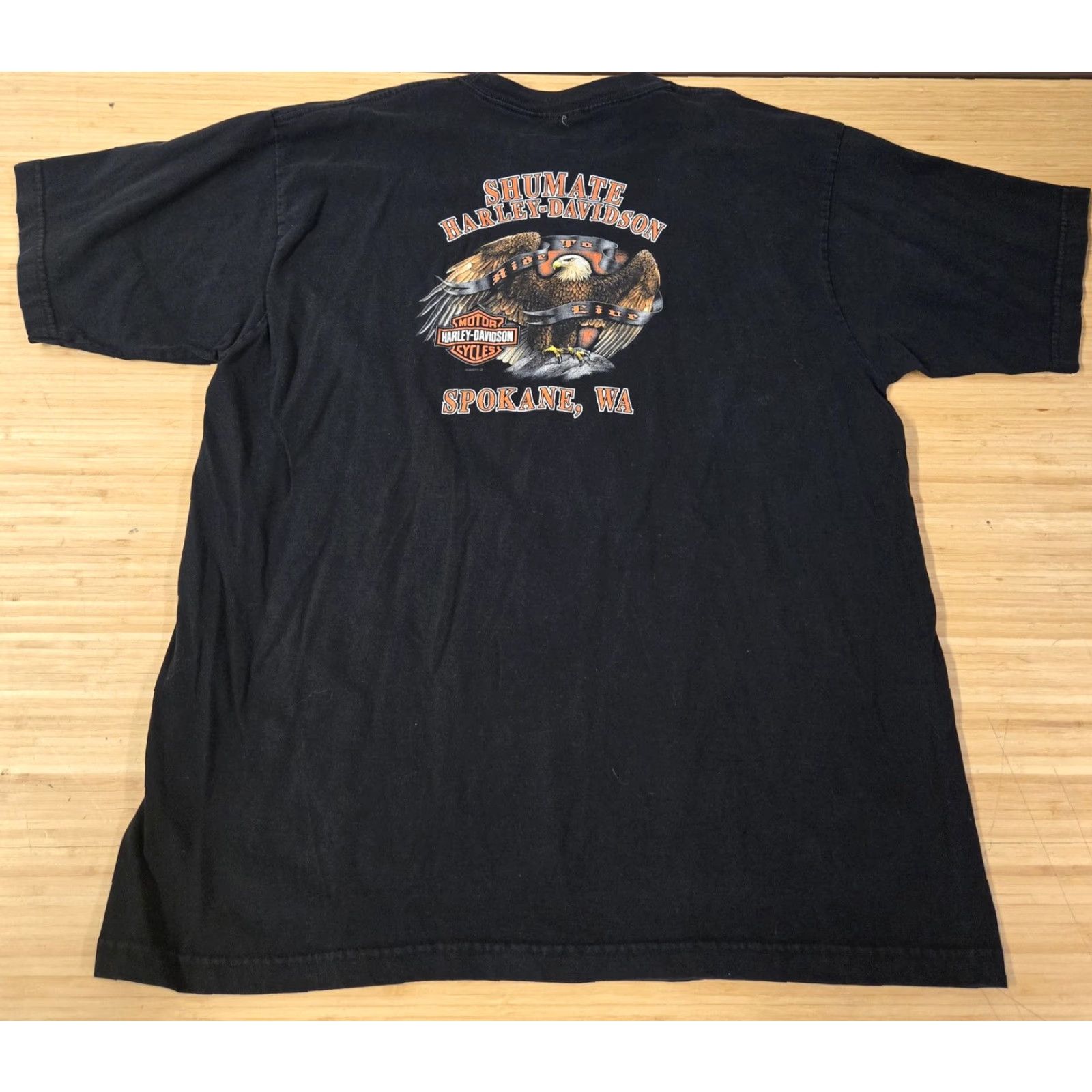 Harley Davidson VINTAGE Harley-Davidson Shirt Mens 2XL Black Shumate Spokane WA Biker Motorcycle USA Shirt Mens Black 2XL Vintage Graphic Print Size US XXL / EU 58 / 5 - 4 Thumbnail
