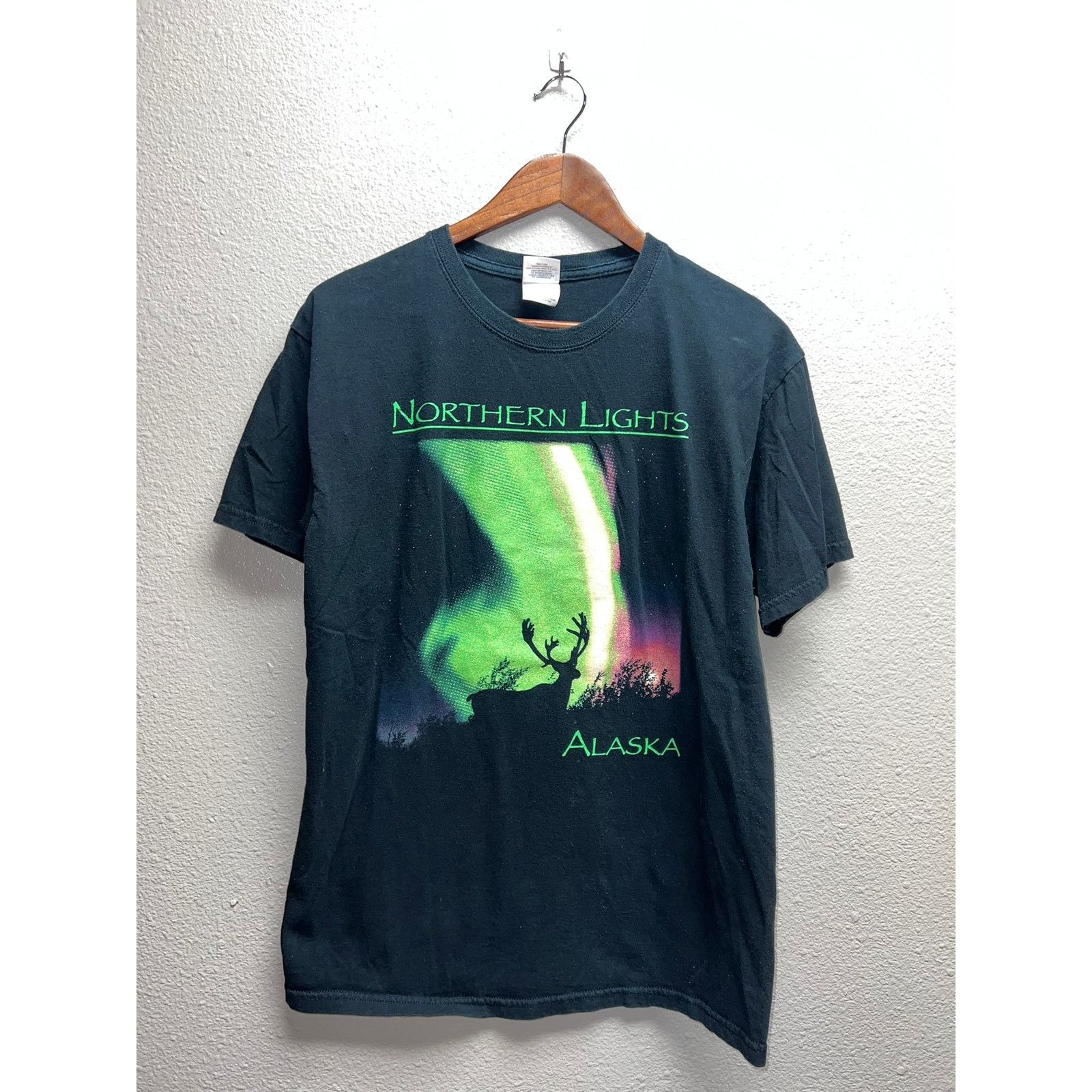 Vintage Northern Lights Shirt Alaska Deer Nature Tee VTG M