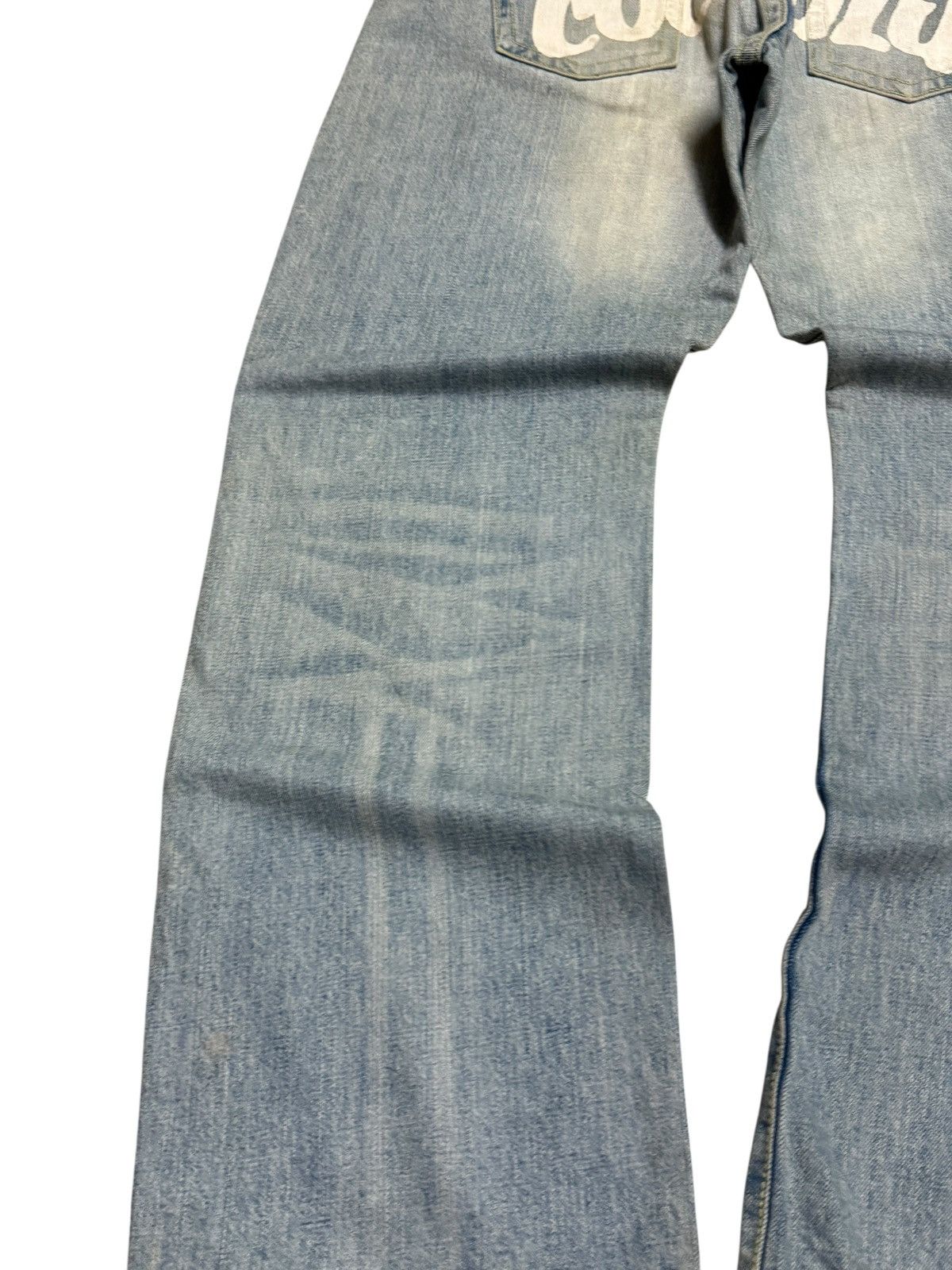 Japanese Brand COCOLULU Printed Washed Blue Yellow Stitching Daicock Denim Size US 34 / EU 50 - 15 Thumbnail