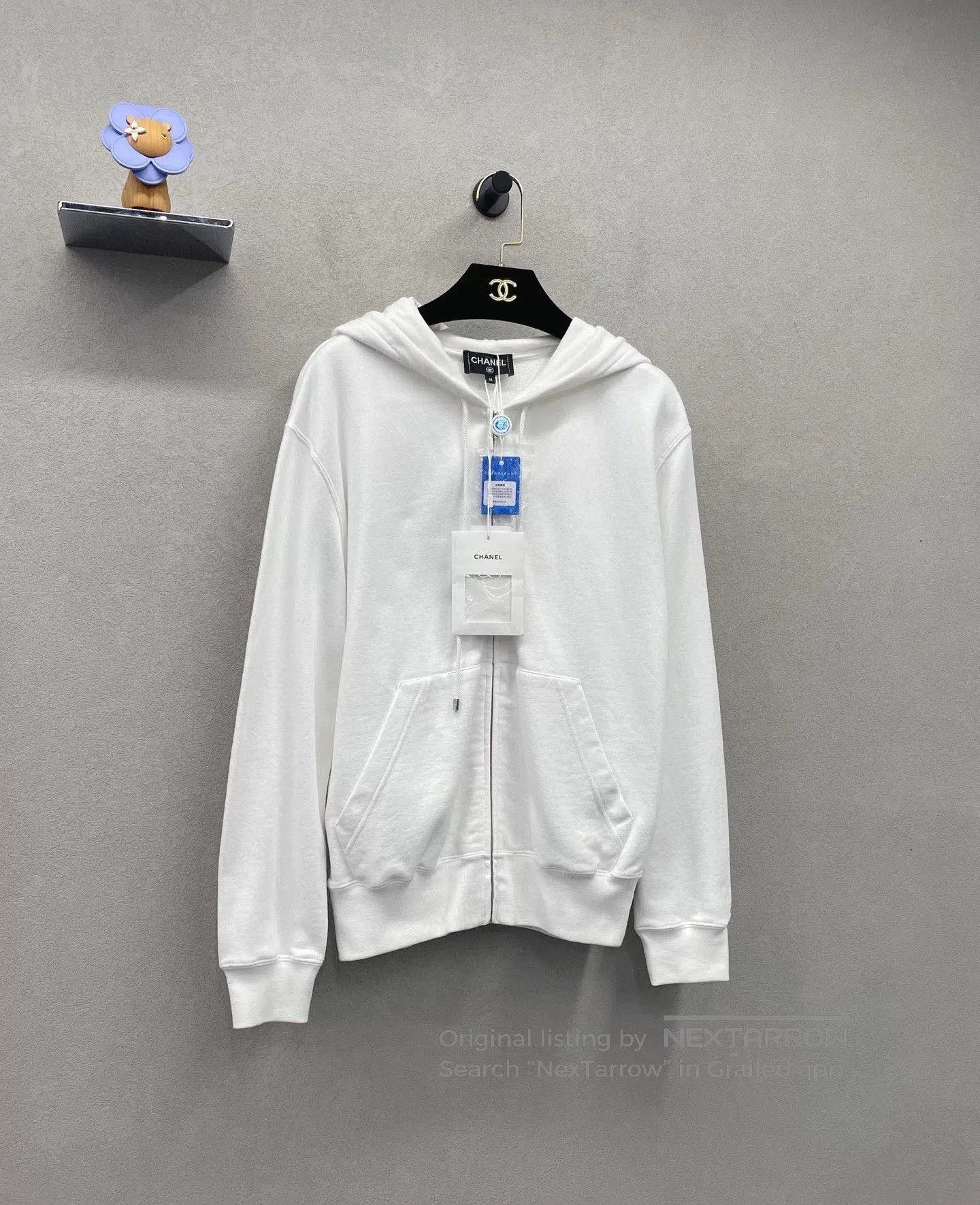 Chanel White Graffiti Zip-Up Jacket.