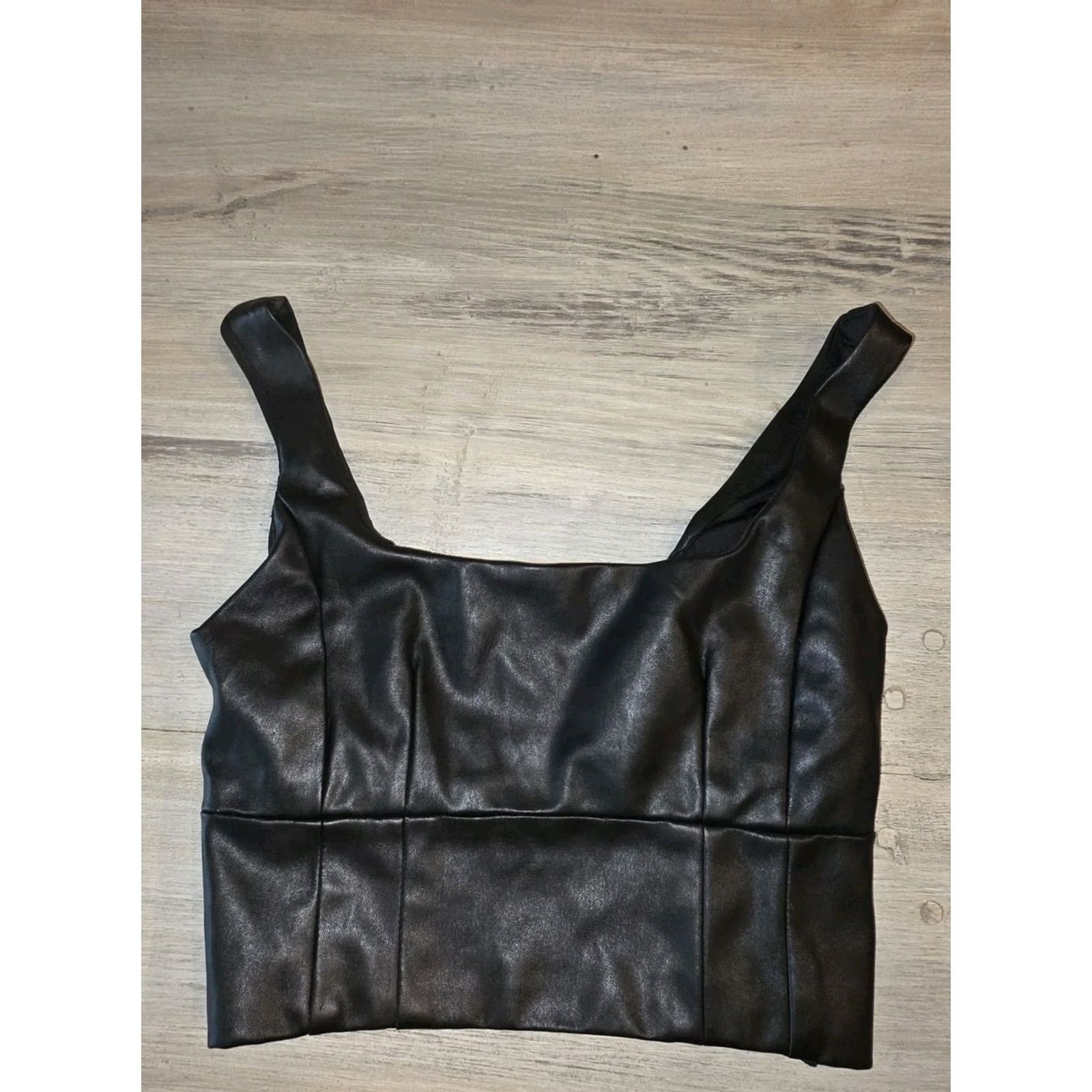 Forever 21 Forever 21 Faux Leather Crop Top Tank Sleeveless Brown M Medium Black Womens Cropped Party Adjustable Strap Stretch Size M / US 6-8 / IT 42-44 - 6 Thumbnail