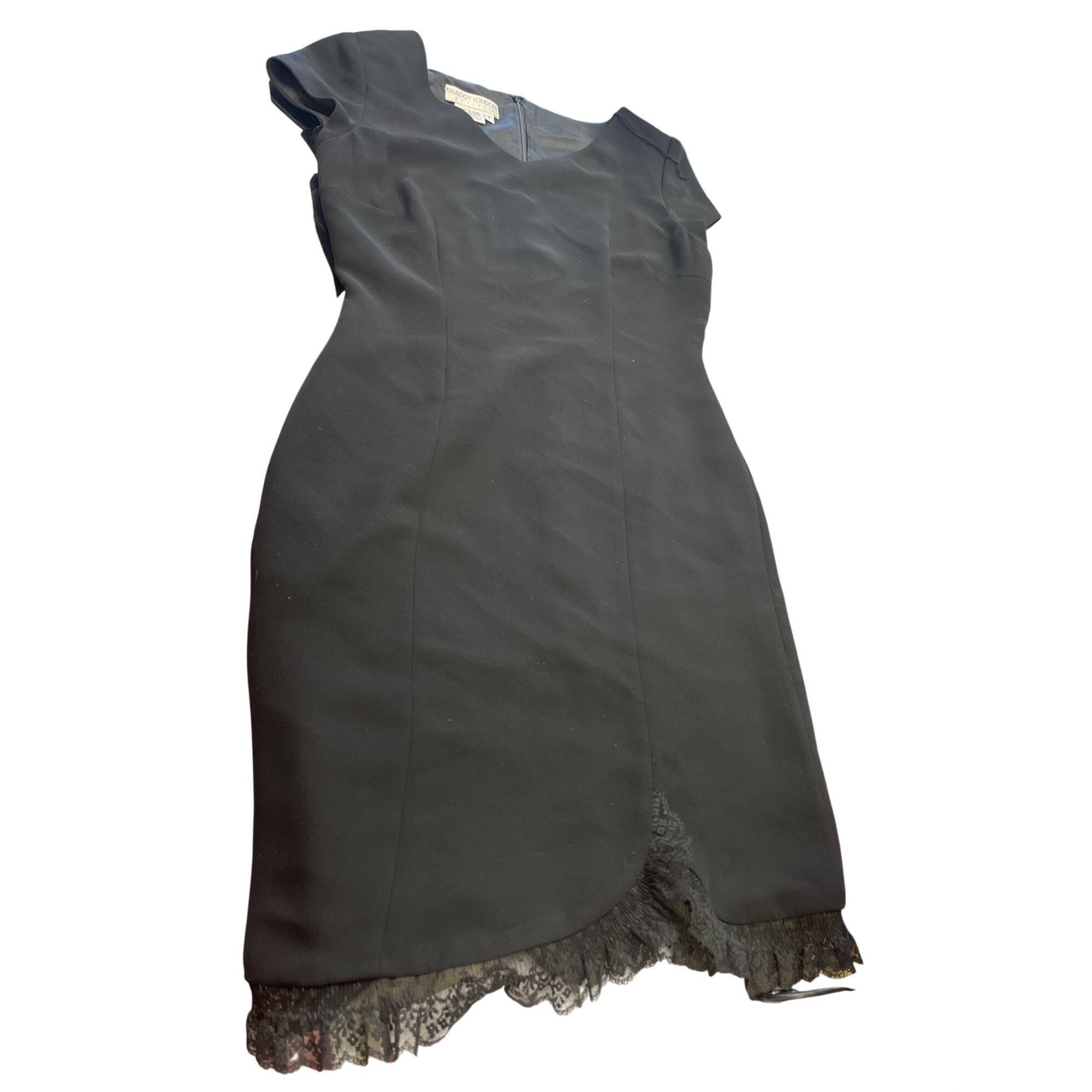 MAGGY LONDON Maggy London Petites wms black laced hem slip on dress sz 8 Size M / US 6-8 / IT 42-44 - 15 Thumbnail
