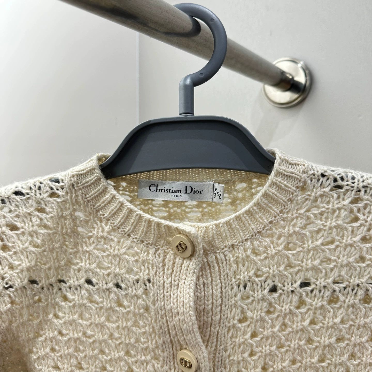 Dior Dior 24 Early Classic White Openwork Wool Cardi Women's 36 Size XS / US 0-2 / IT 36-38 - 3 Thumbnail