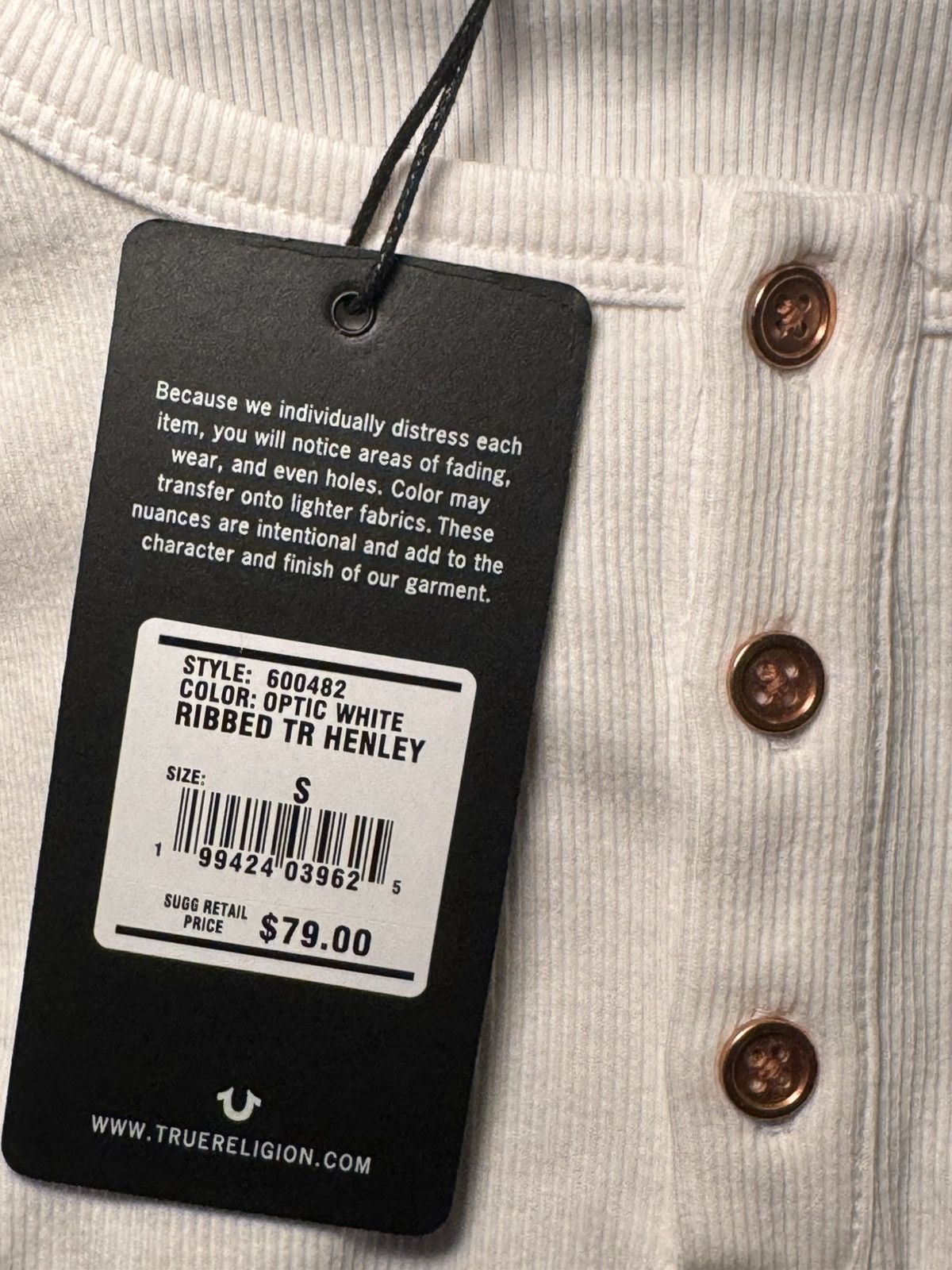 True Religion Y2K True Religion White Ribbed Henley Top Size S Size S / US 4 / IT 40 - 5 Thumbnail