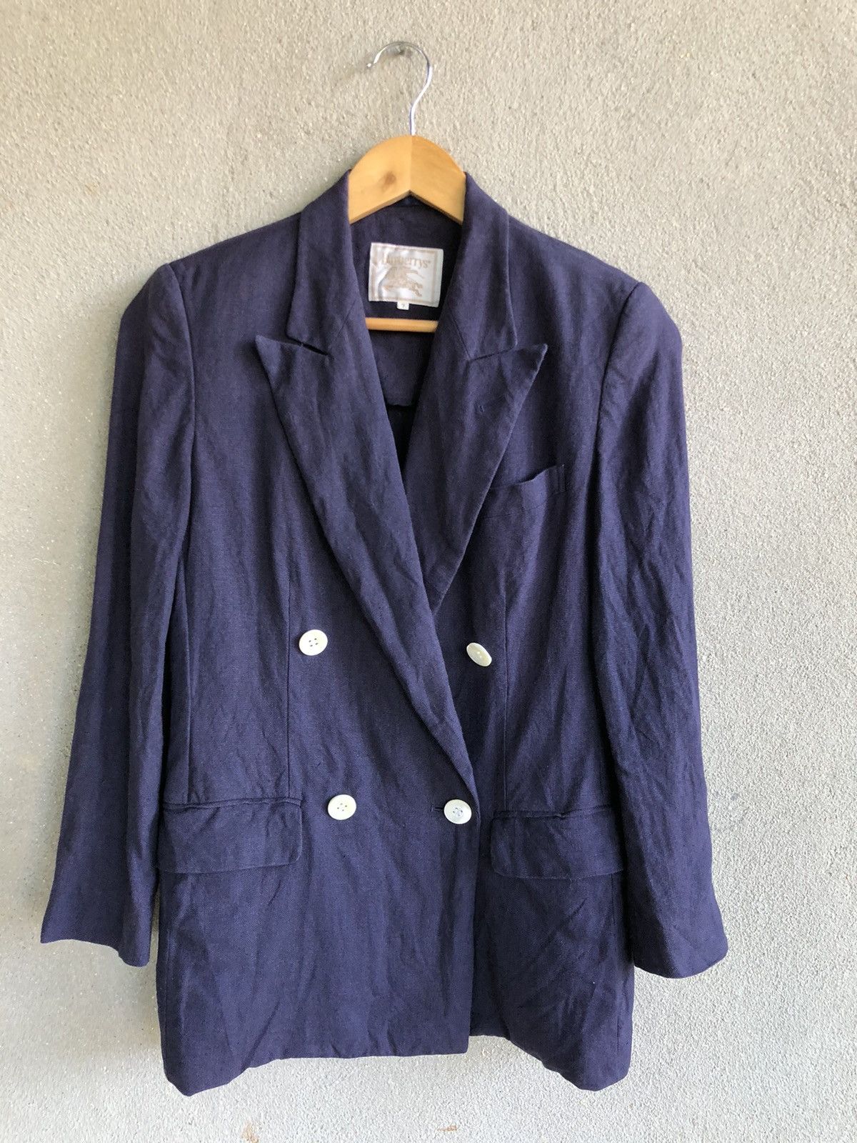 image of Vintage 80's Burberrys Blazer in Navy, Women's (Size Small)