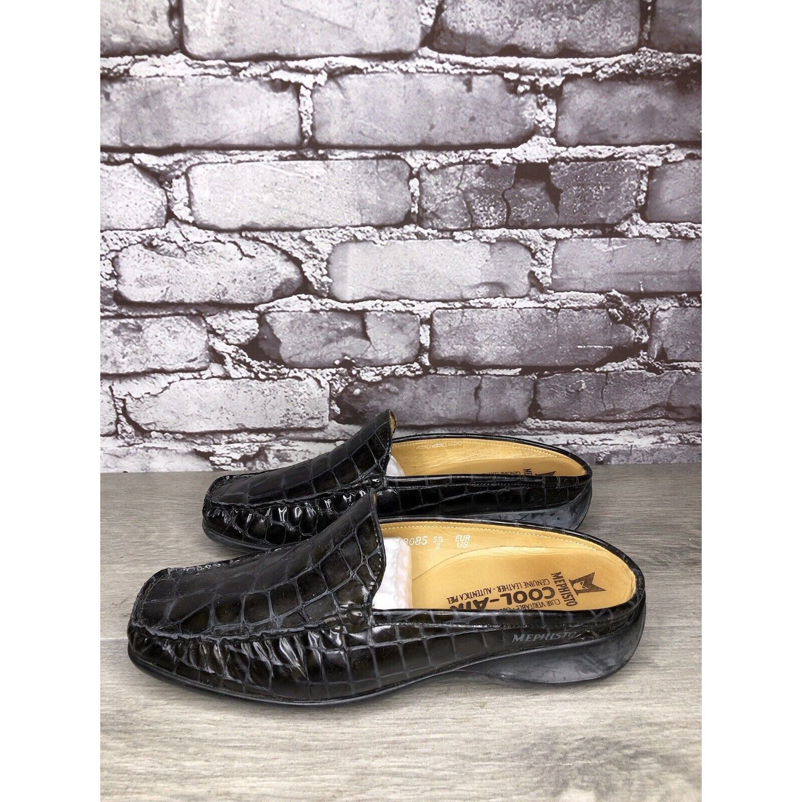 Mephisto Mephisto Black Patent Leather Crocometal Croc Print Mules Sh Size US 8 / IT 38 - 20 Thumbnail