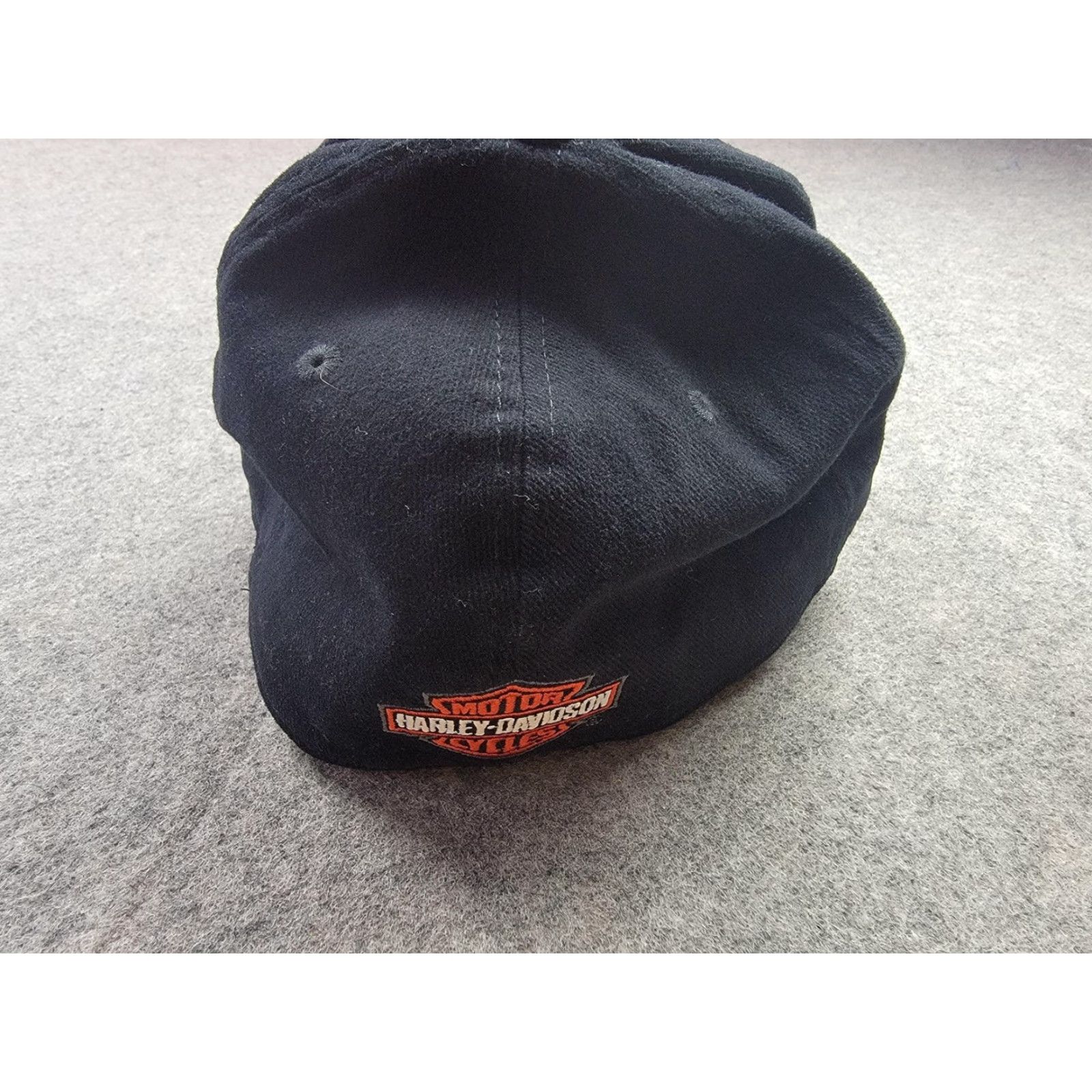 Harley Davidson Harley-Davidson Hat Cap Fitted Mens L/XL Black Las Vegas Dice Flames Embroidered Cap Size ONE SIZE - 4 Thumbnail