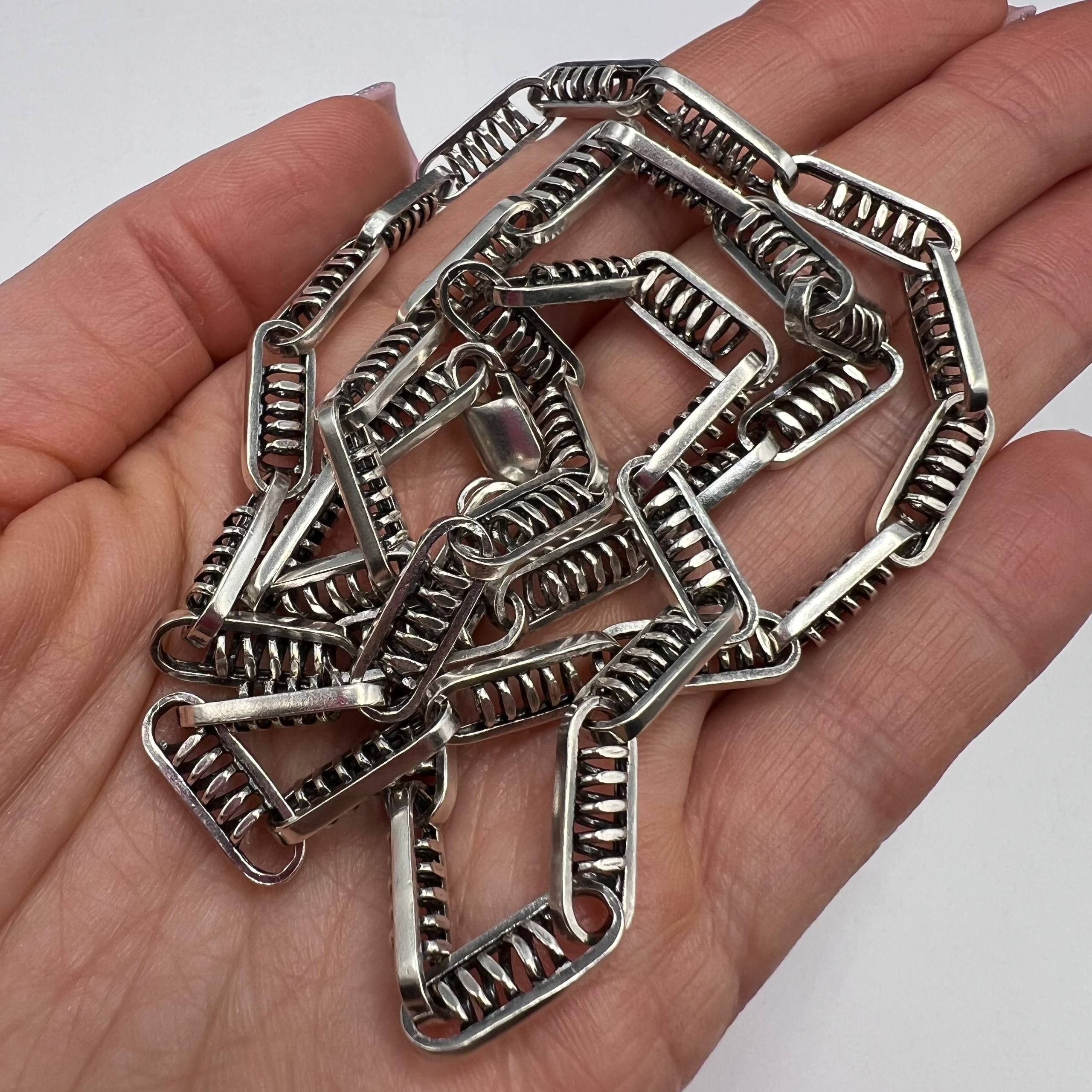 Sterling Silver Vintage Sterling Silver 925 Heavy Chain Unisex Jewelry 65cm Size ONE SIZE - 5 Thumbnail