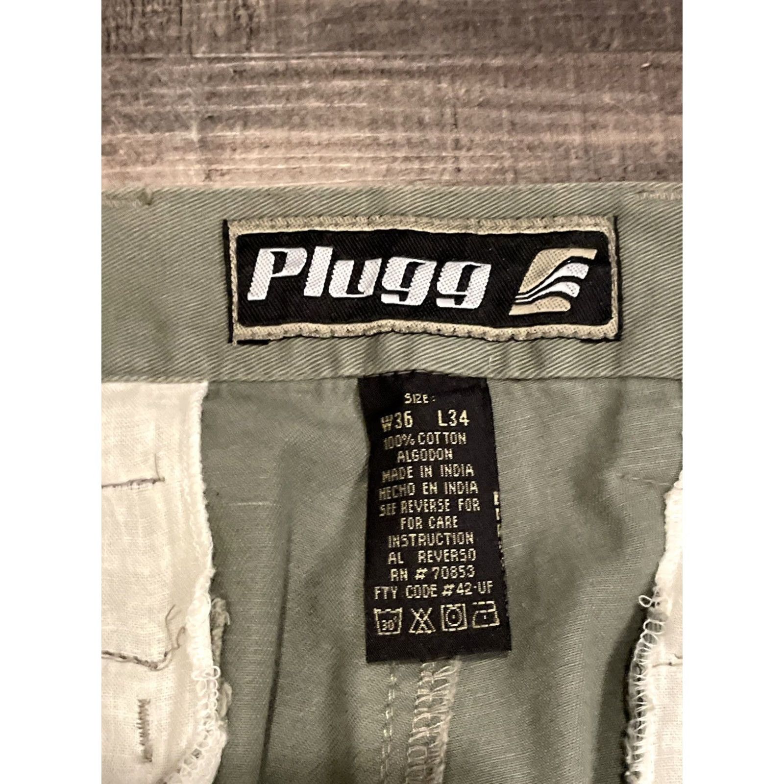 Olive VINTAGE Plugg Cargo Pants 36x34 Olive Green Grunge Wide-Leg Men Adult Regular 34 Inseam 36 Flex Style 90s 2000s Skater Size US 36 / EU 52 - 3 Thumbnail
