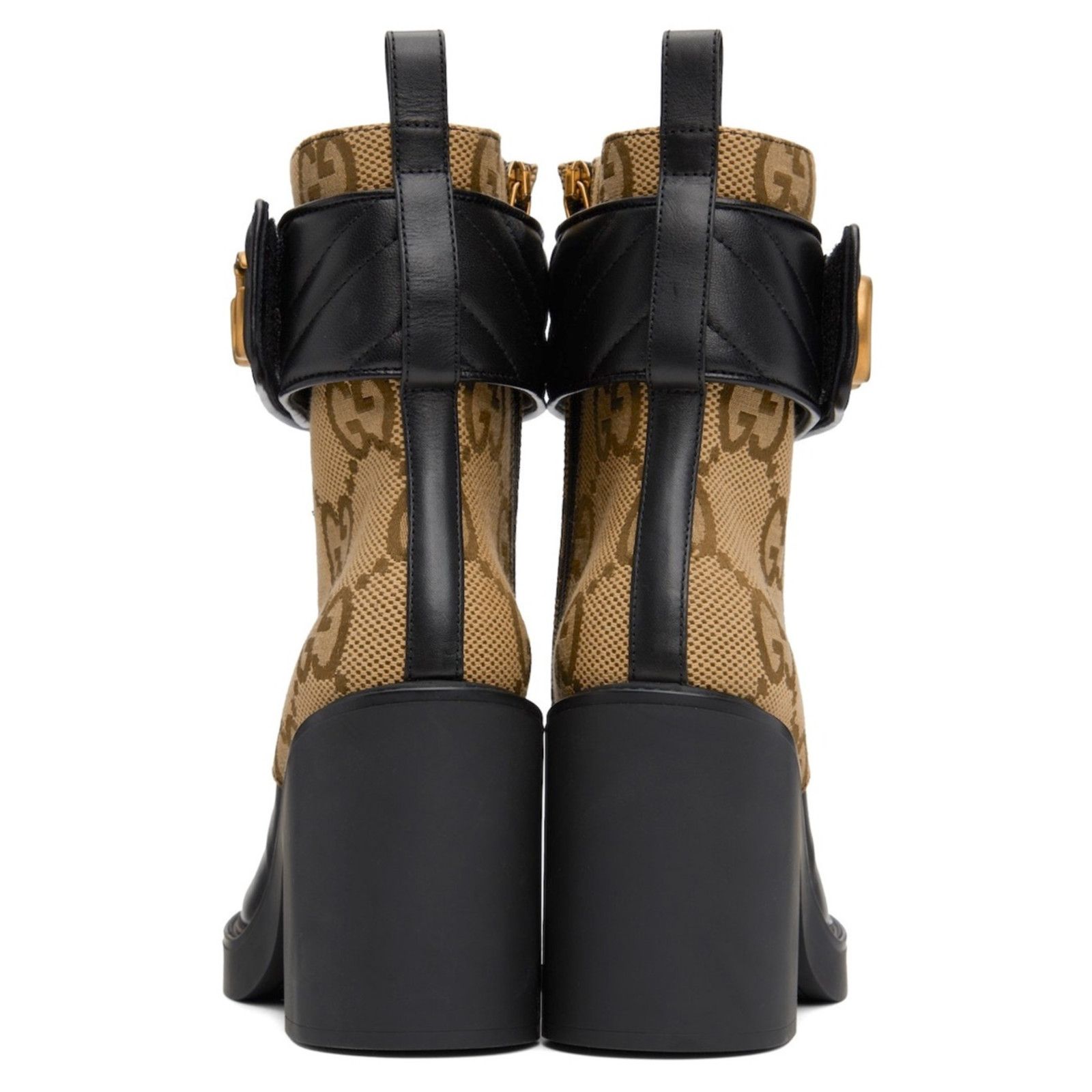 Gucci Gucci Beige Black GG Marmont Combat Ankle Boots Canvas 37.5 Size US 7.5 / IT 37.5 - 6 Thumbnail