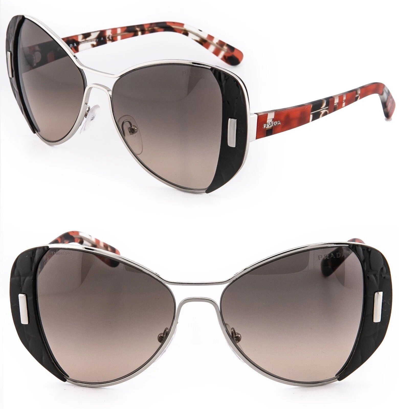 Prada PRADA 60S MOD Geometric PR60SS Brown Silver Red Metal 60SS Size ONE SIZE - 1 Thumbnail