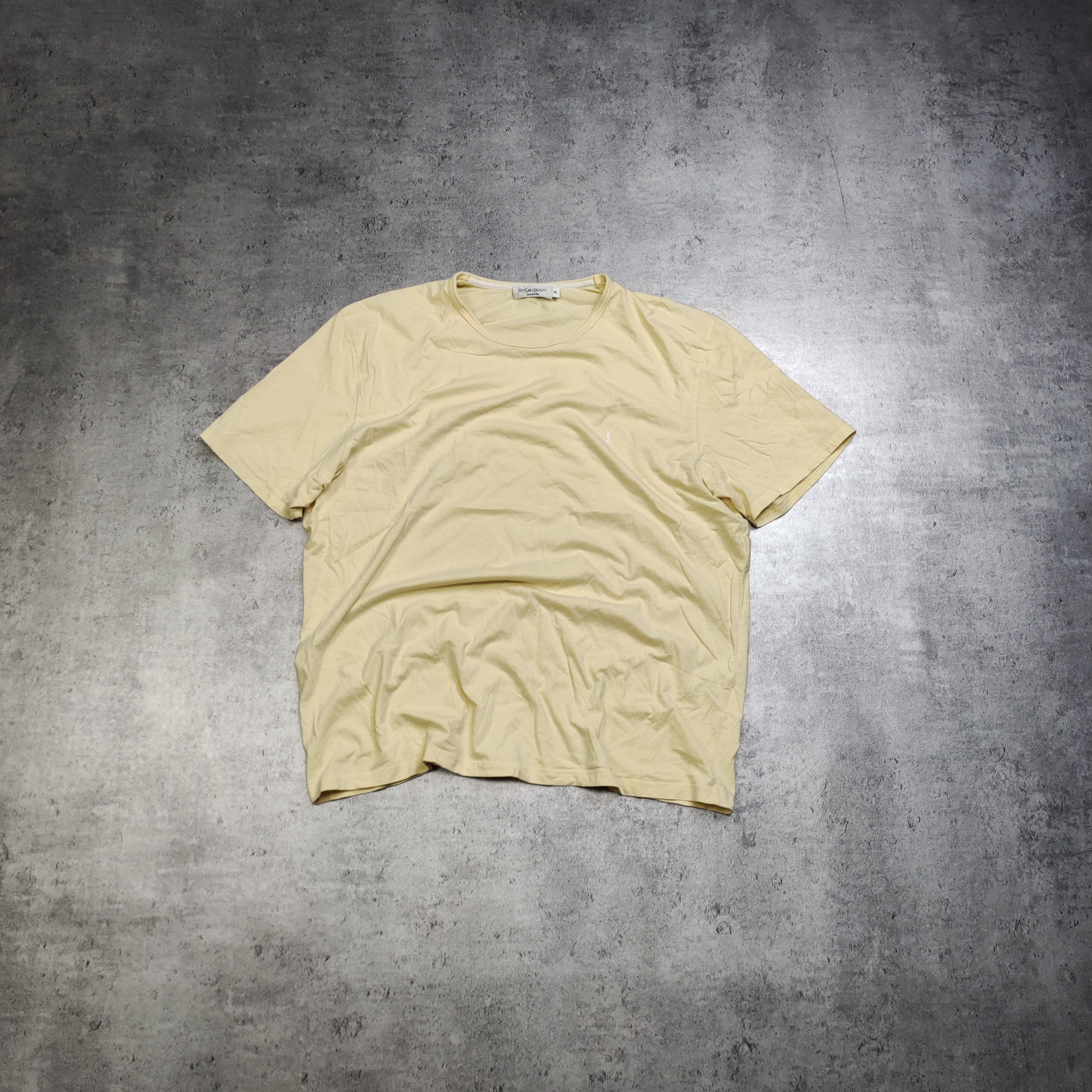 Yves Saint Laurent RARE YSL Yves Saint Laurent Classic Small Logo Yellow Tee Size US XXL / EU 58 / 5 - 1 Thumbnail