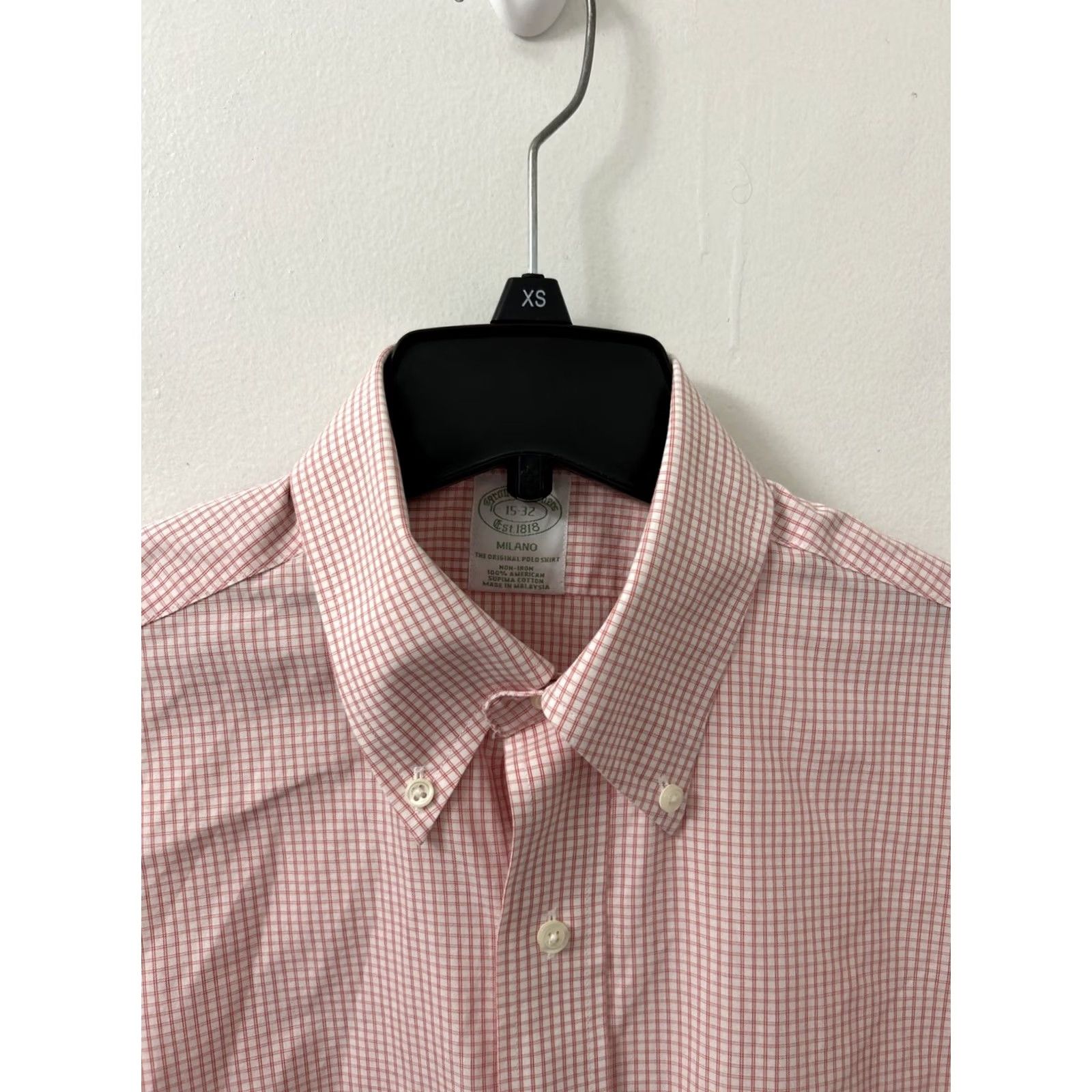 Brooks Brothers VINTAGE Brooks Brothers Original Polo Shirt Men 15 Pink Plaid Milano Non Iron L/S ShirtMILANO Pink Plaid Long Sleeve Button-Up Collared Vintage Mens Size US M / EU 48-50 / 2 - 5 Thumbnail