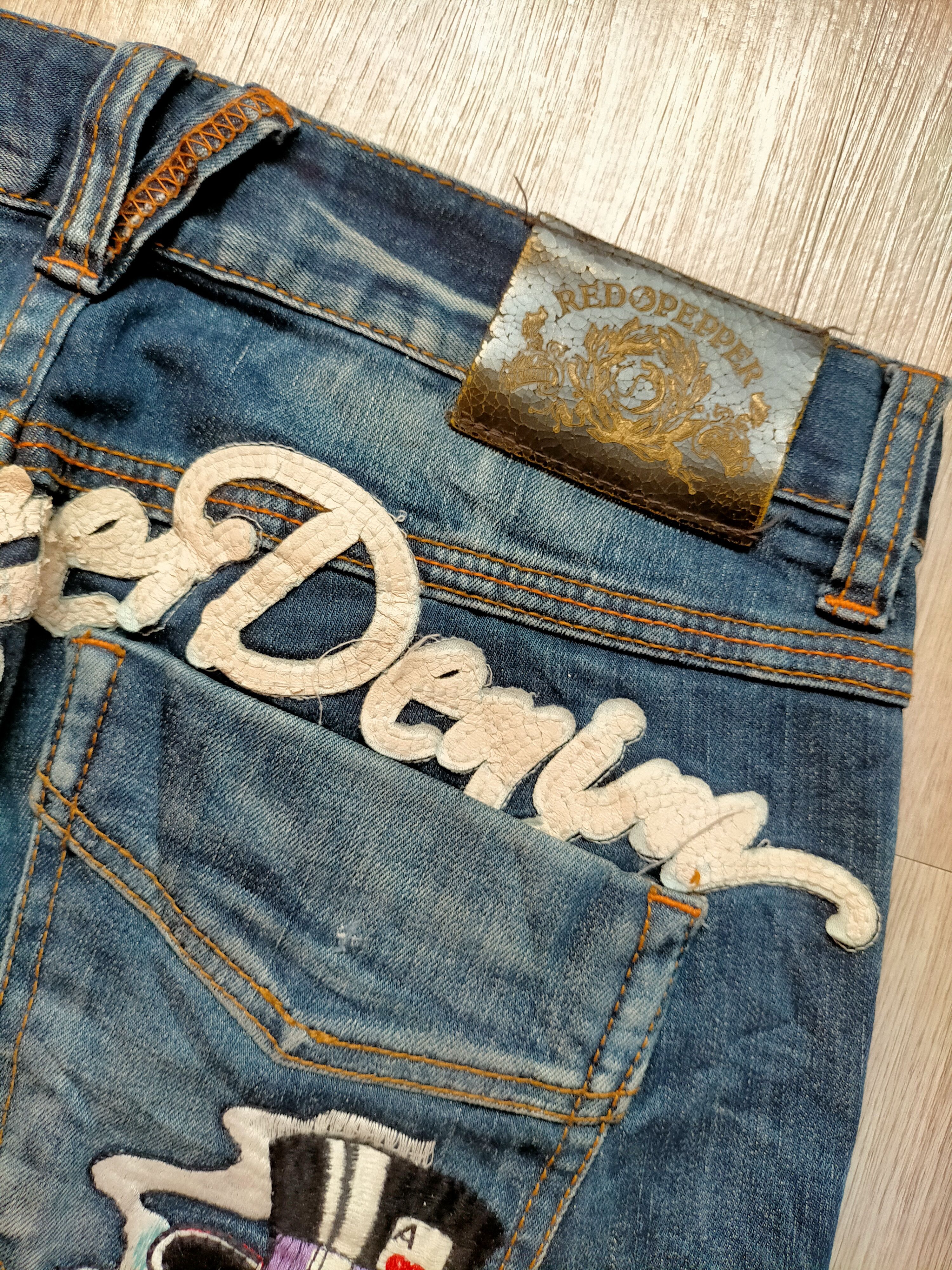 Ed Hardy Red Pepper x Ed Hardy Embroidered Blue Denim Pants Size US 34 / EU 50 - 17 Thumbnail