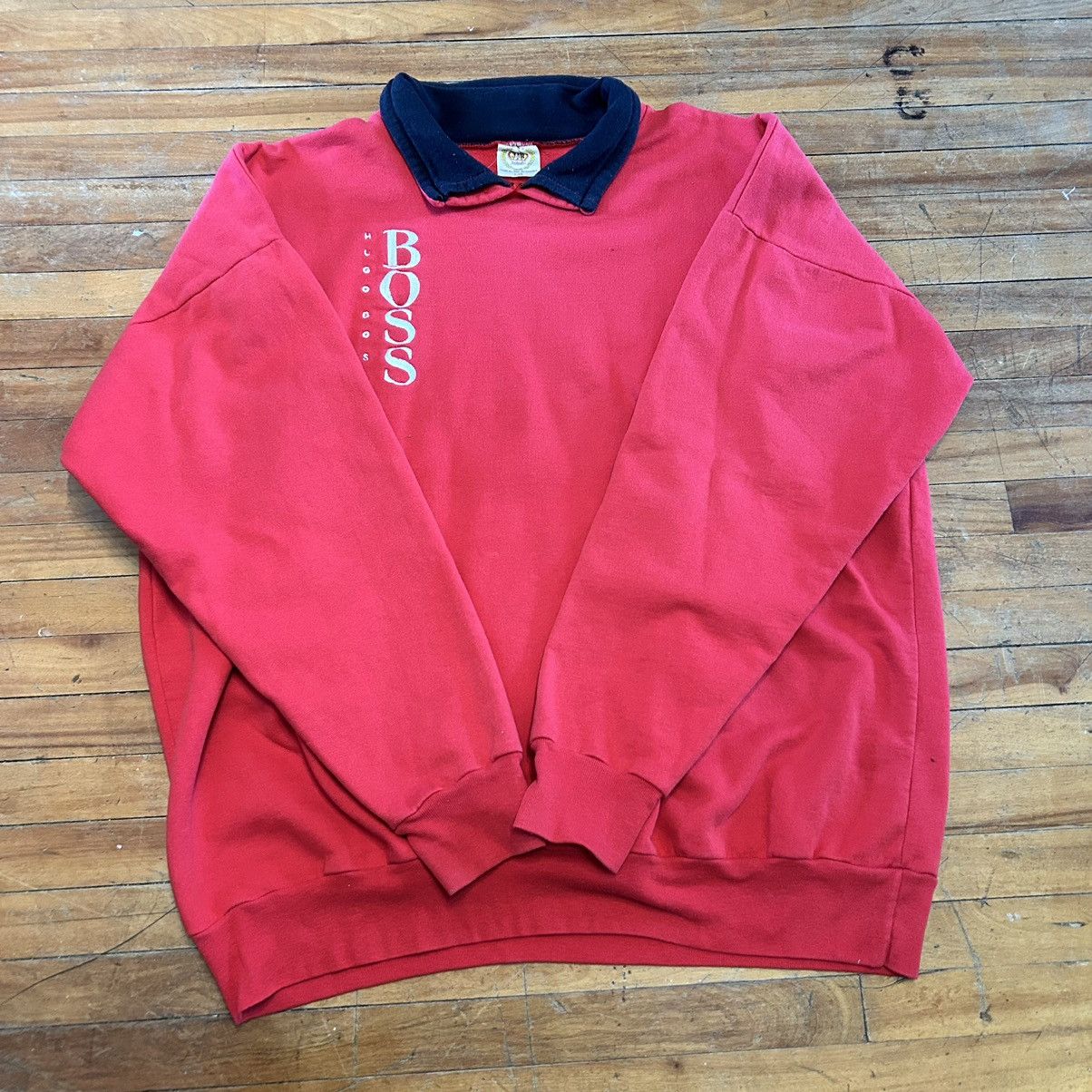 Designer × Hugo Boss × Vintage Crazy cool embroidered Hugo boss collared 90s sweatshirt Size US L / EU 52-54 / 3 - 1 Thumbnail