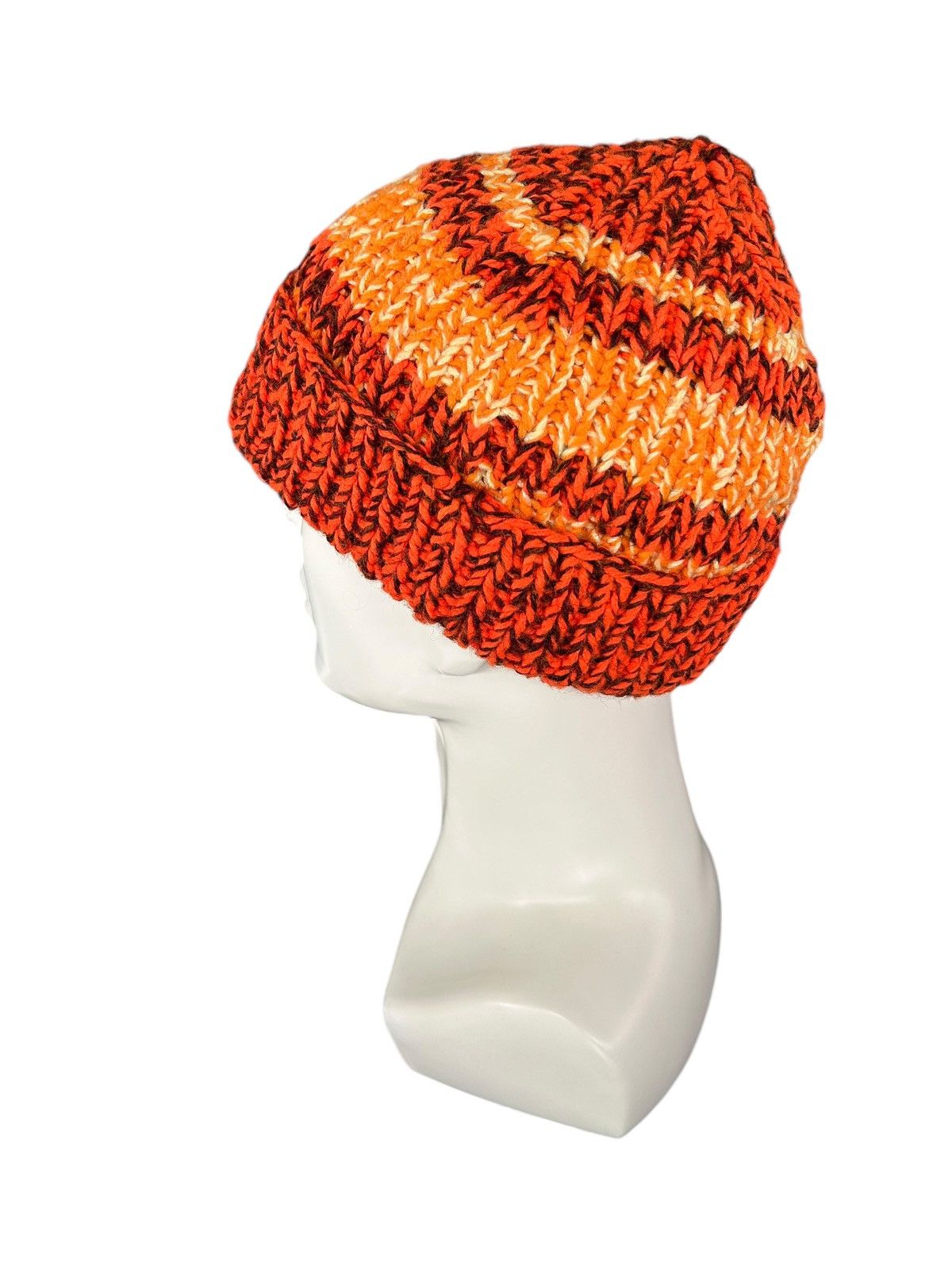 Japanese Brand × Kapital × Vintage Orange Crochet Knitted handmade Beanie Hats Rare☠️☠️ Size ONE SIZE - 2 Thumbnail