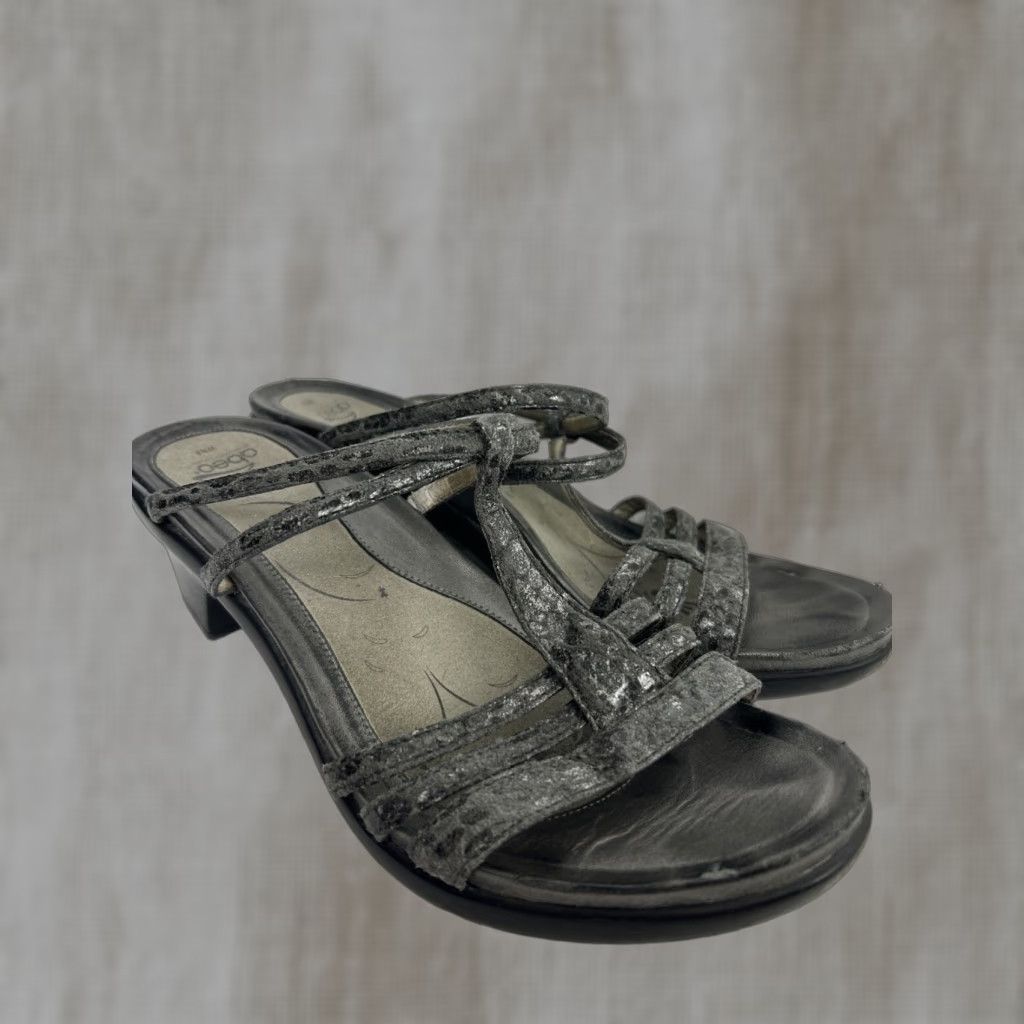 Vintage Abeo Platform Wedge Heels Black Snakeskin T-Strap Slip-On Womens Size 8 Sandals Size US 6 / IT 36 - 1 Thumbnail