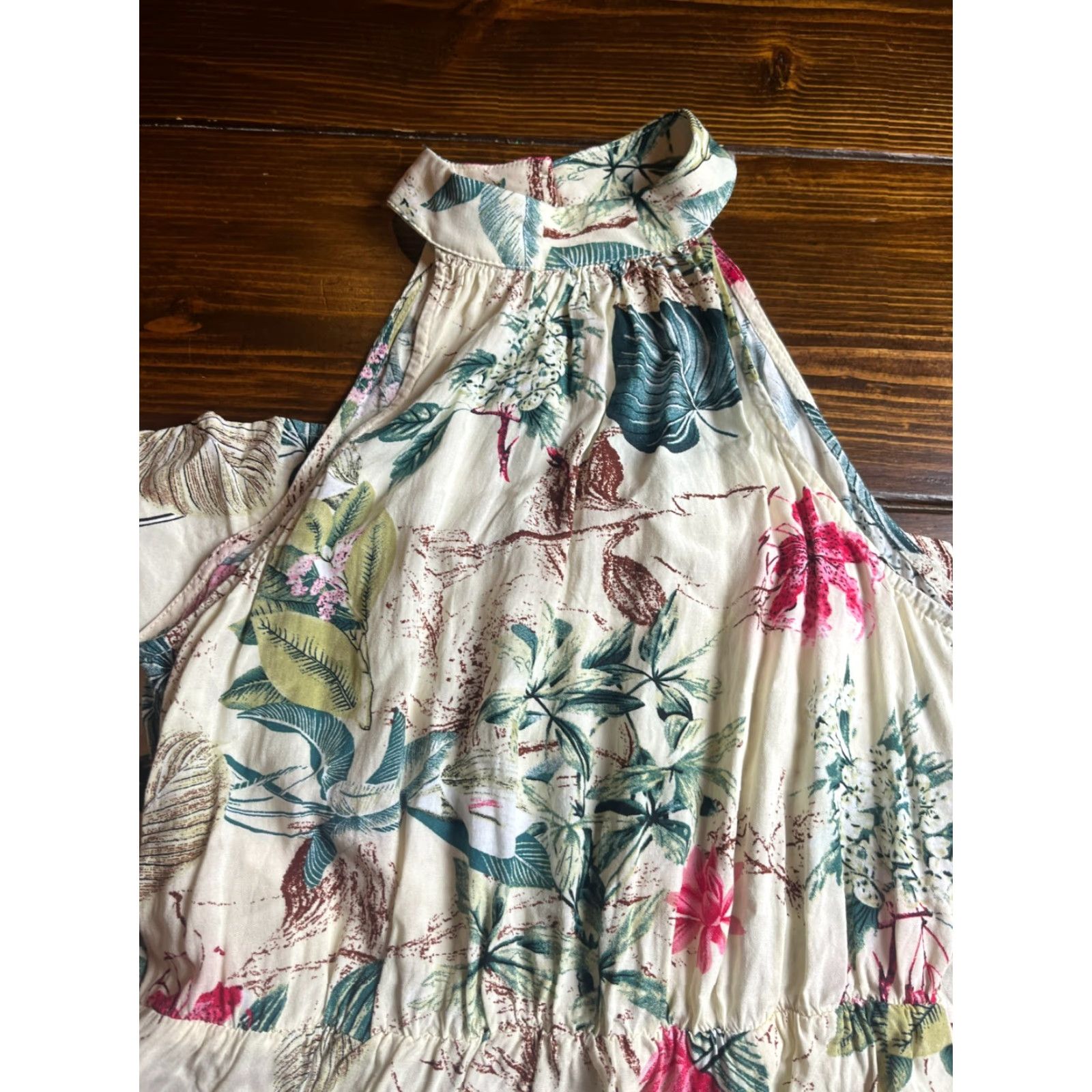 Shein SheIn Dress Women's 4 Maxi Floral Hawaiian Slit Pink Tan Green Size S / US 4 / IT 40 - 3 Thumbnail