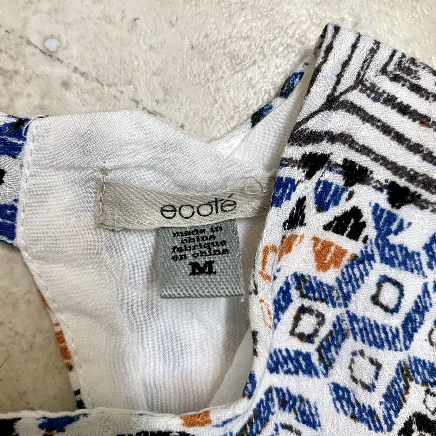 Vintage VINTAGE Ecote White Tribal Print Tank Dress M Womens Sleeveless Rayon Knee Length Size M / US 6-8 / IT 42-44 - 5 Thumbnail