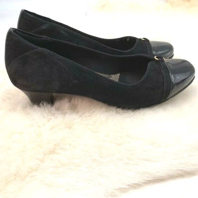 Vintage Aravon Pumps Mary Jane Suede Cap Toe Black Women's Size 9 B Size ONE SIZE - 5 Thumbnail