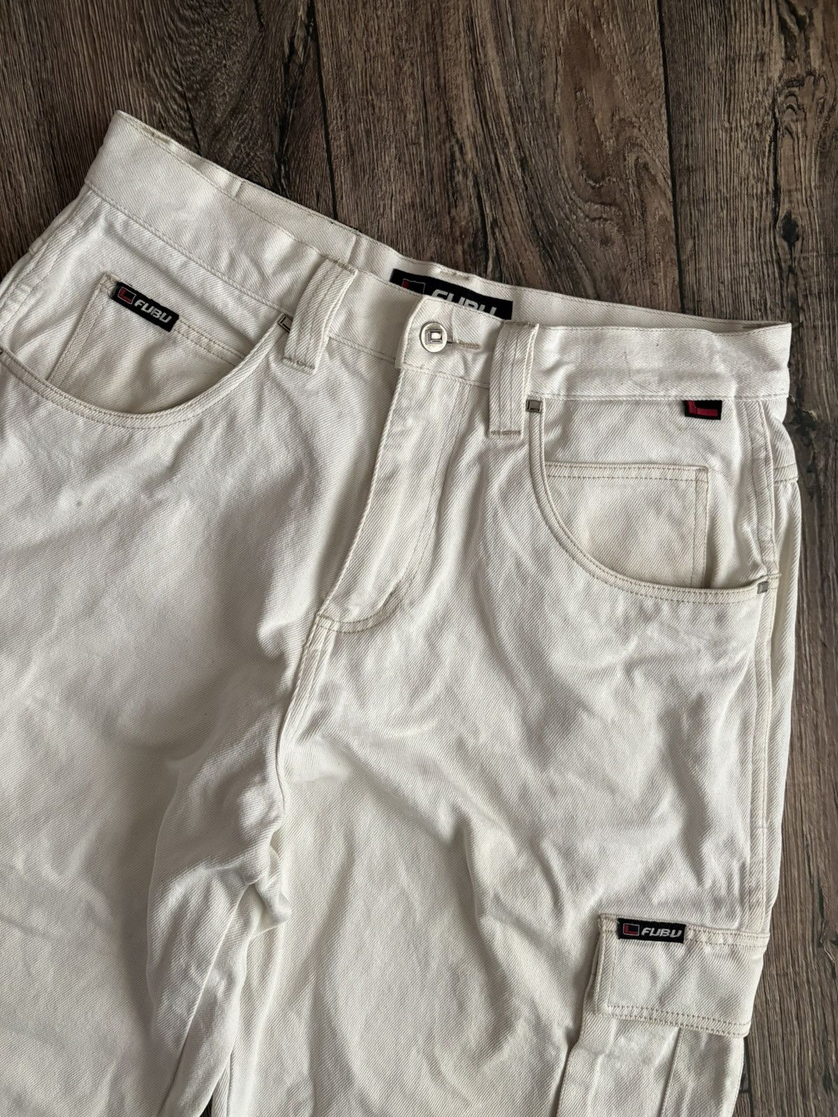 Fubu × JNCO × Vintage Vintage Fubu White Rare Carpenter Cargo Denim Rap Jeans Size US 34 / EU 50 - 9 Thumbnail