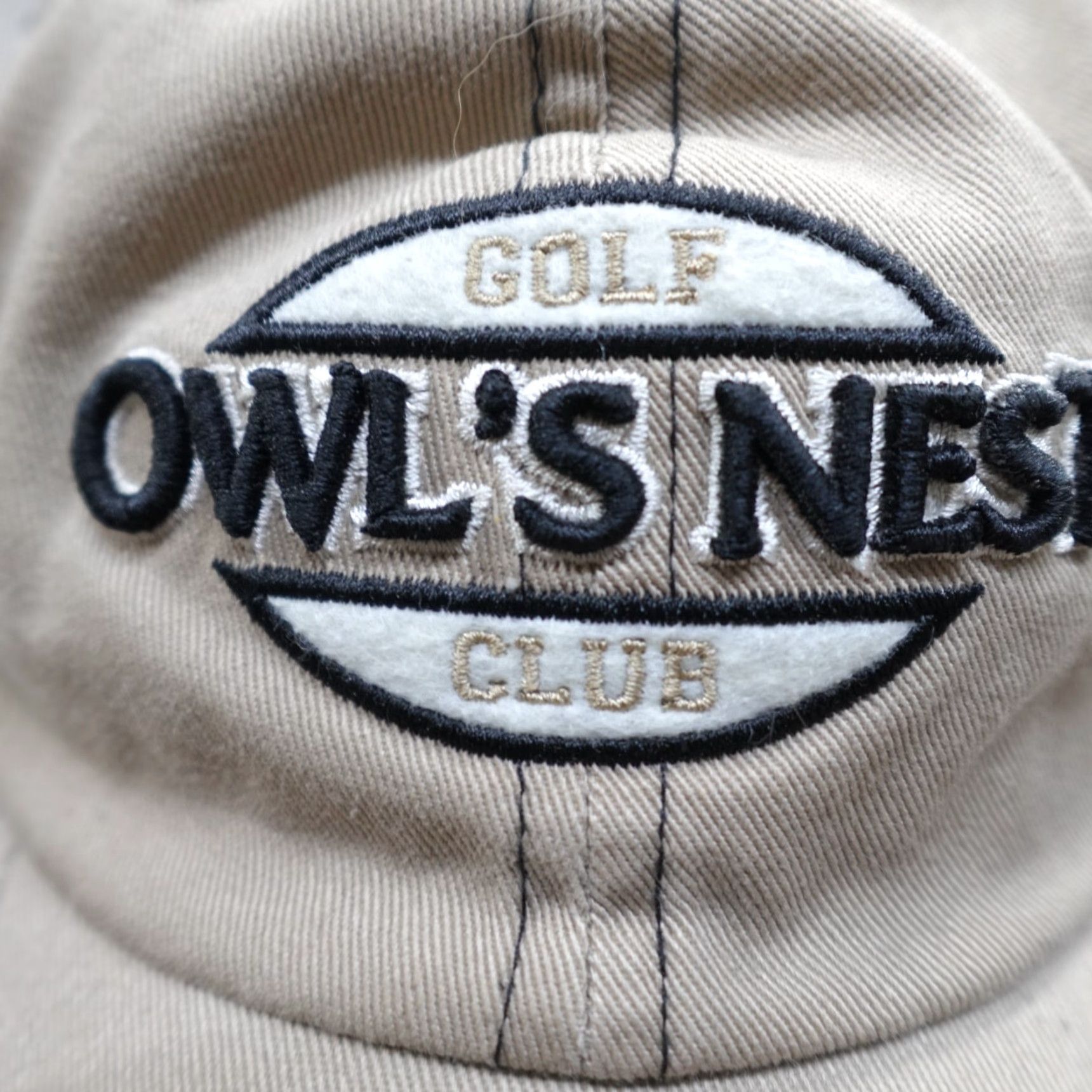 Vintage Owl's Nest Golf Club Hat Strapback Beige Embroidered Campton Baseball Cap Men Adjustable Beige Embroidered Cap Mens Size ONE SIZE - 2 Thumbnail