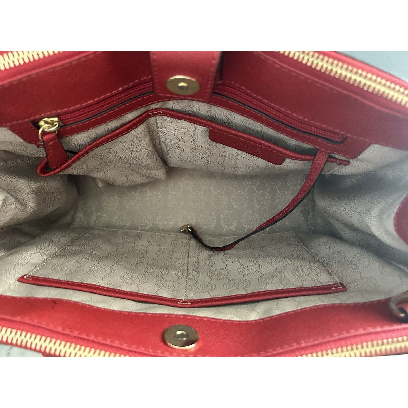Michael Kors Michael Kors Sutton Red Satchel Saffiano Leather Handle Bag Size ONE SIZE - 4 Thumbnail