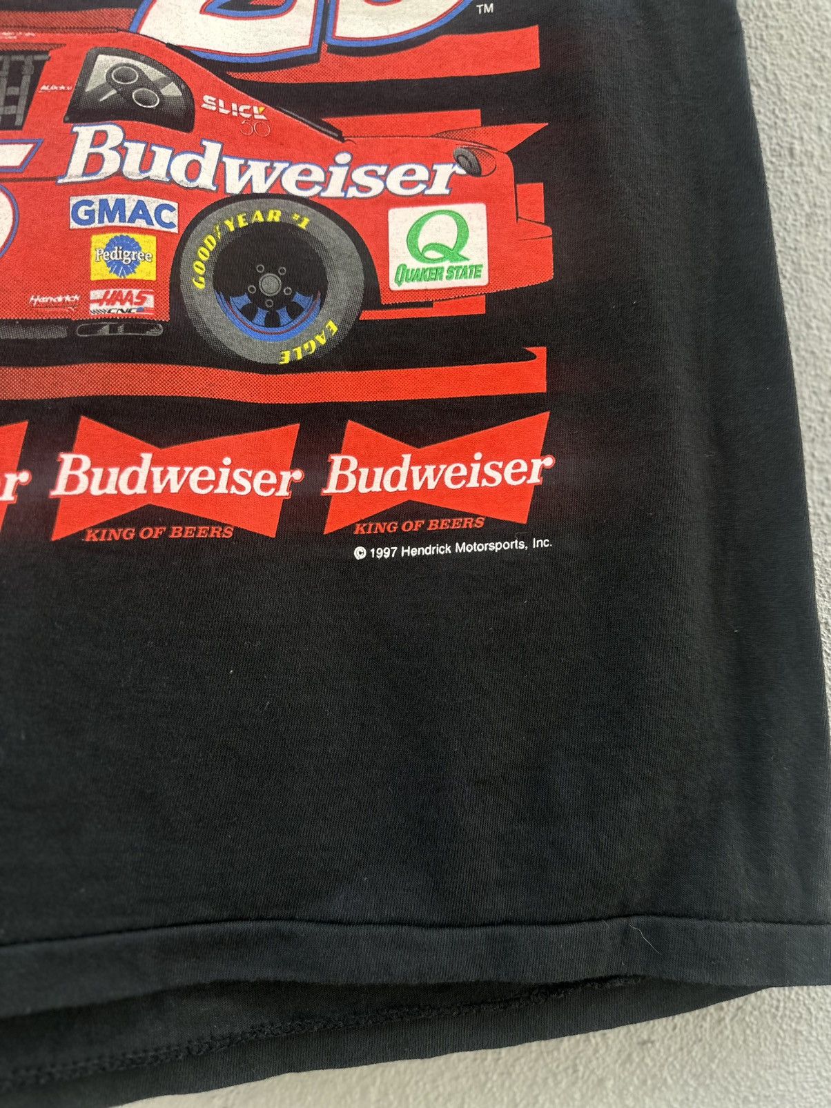 NASCAR Vintage 90s Ricky Graven Bud Racing Backhit Faded Tee Size US L / EU 52-54 / 3 - 4 Thumbnail