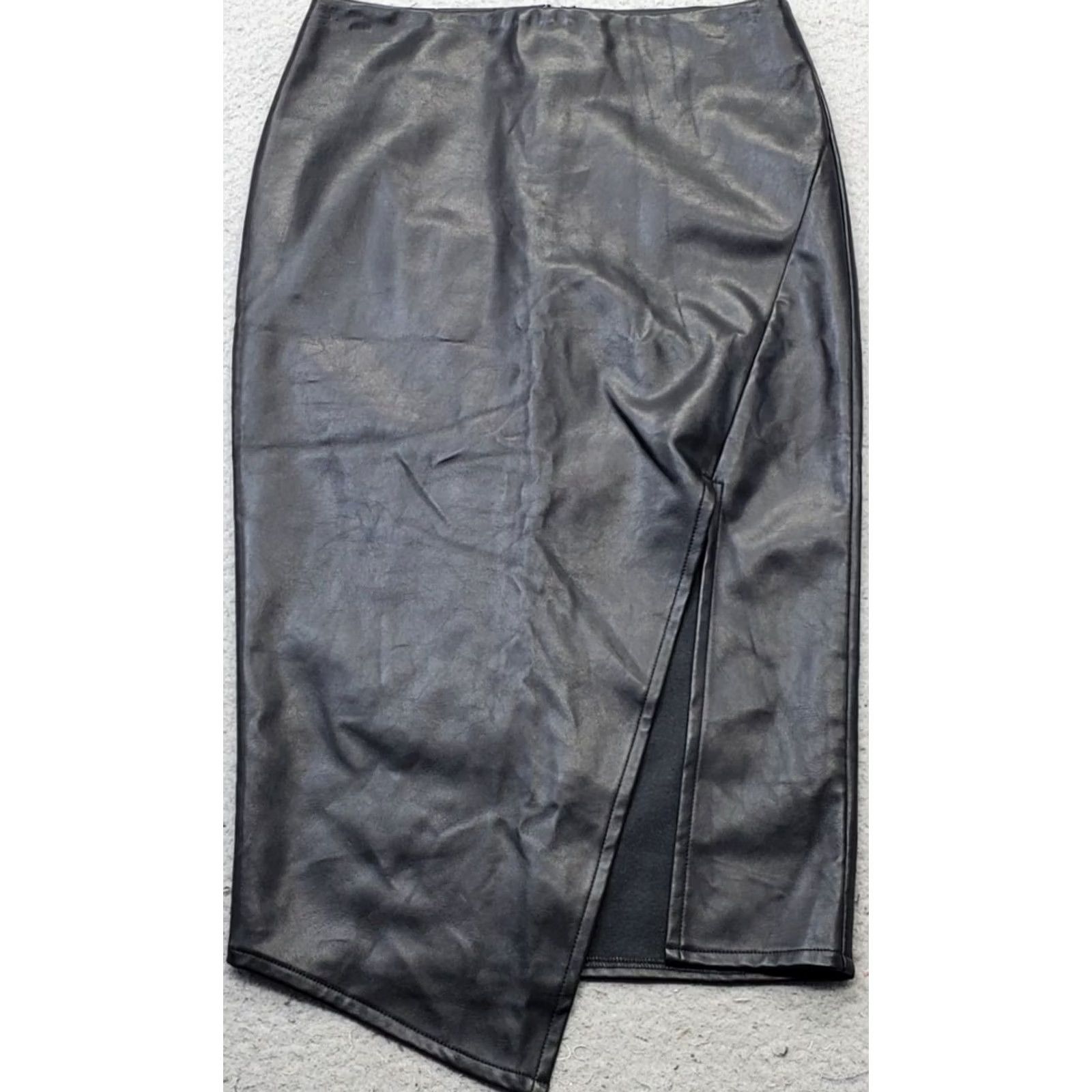 Vintage Romeo & Juliet Couture Pencil Skirt Womens Size S Black Asymmetric Wrap Back Zip Size 28" / US 6 / IT 42 - 2 Thumbnail