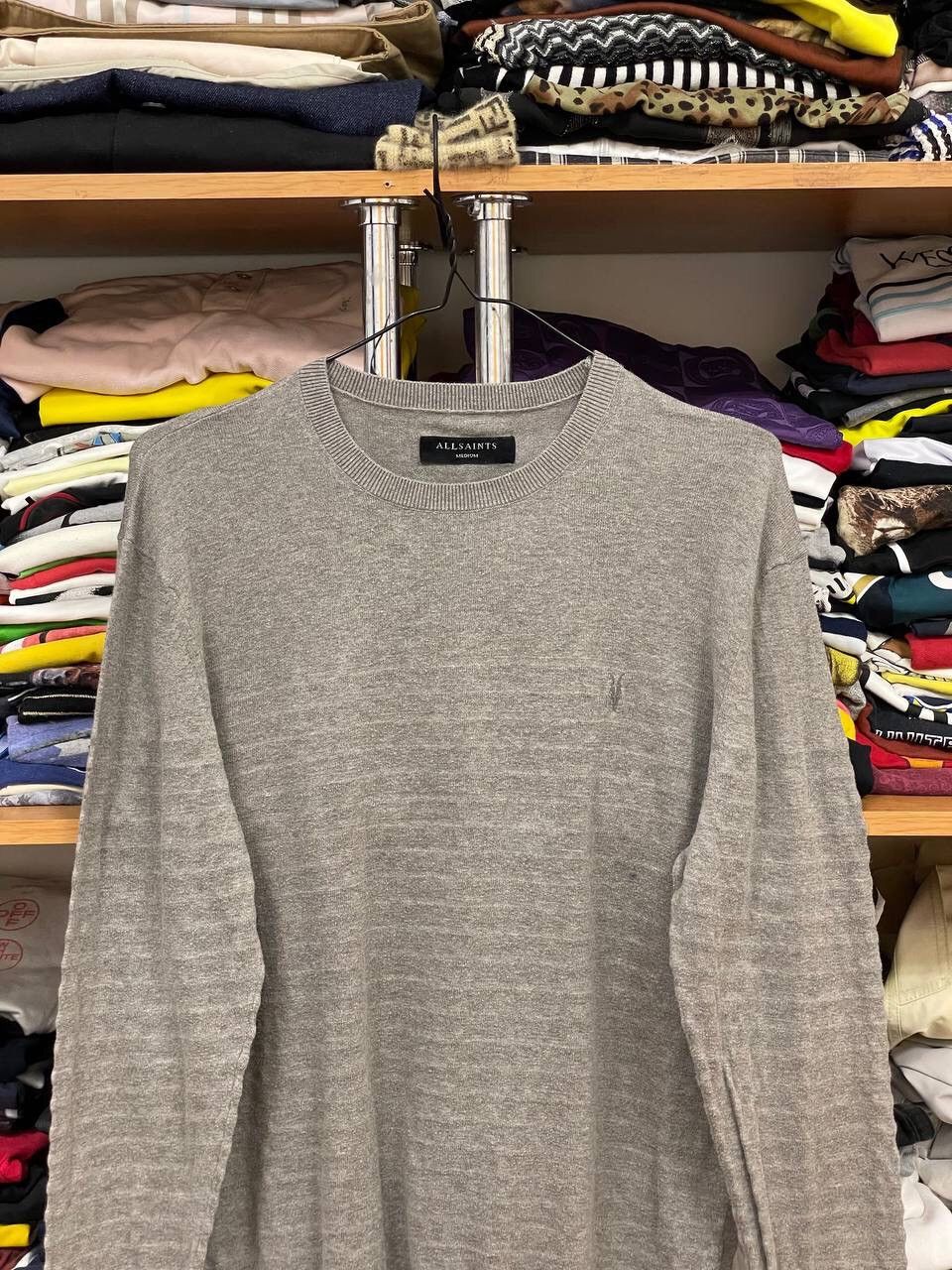 Allsaints × Vintage AllSaints Men’s Waffle Knit Grey Basic Crewneck Sweater M Size US M / EU 48-50 / 2 - 4 Thumbnail