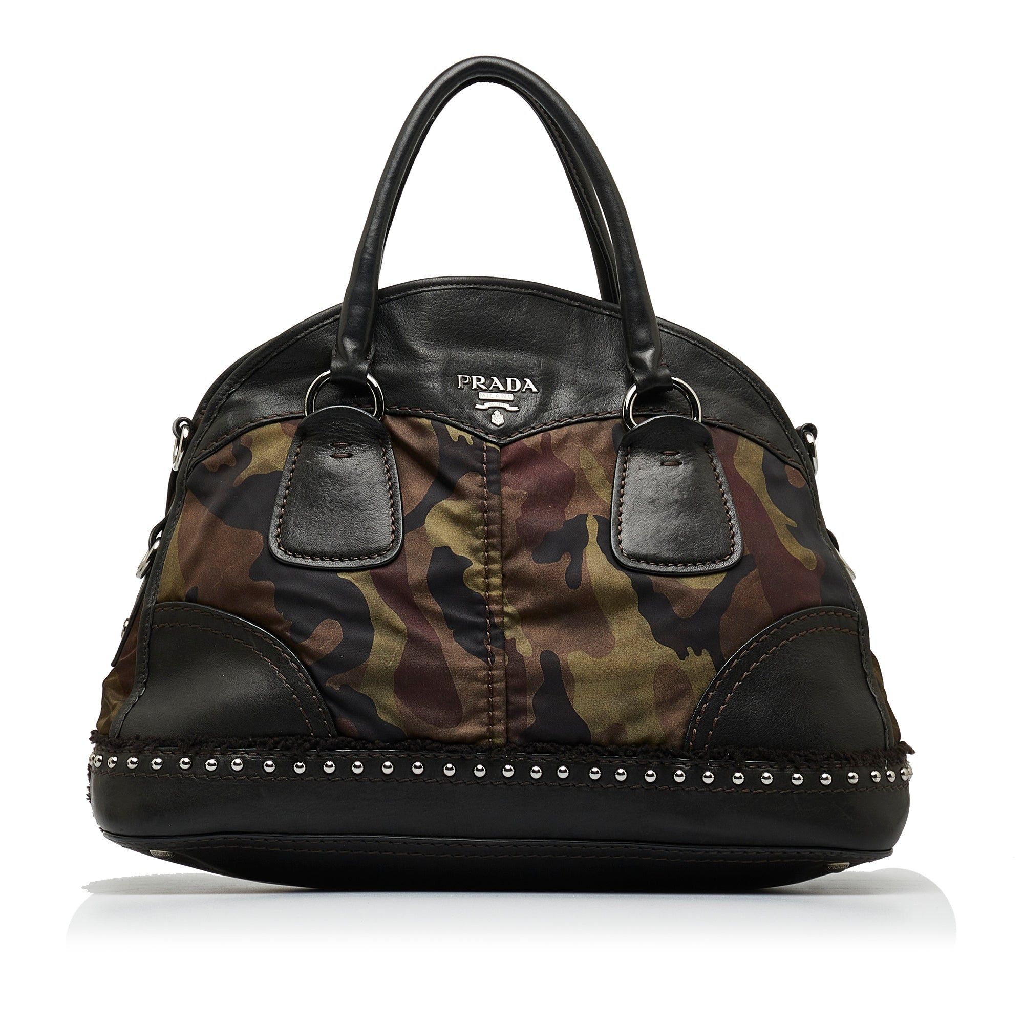 image of Prada Tessuto Camouflage Satchel in Brown, Women's