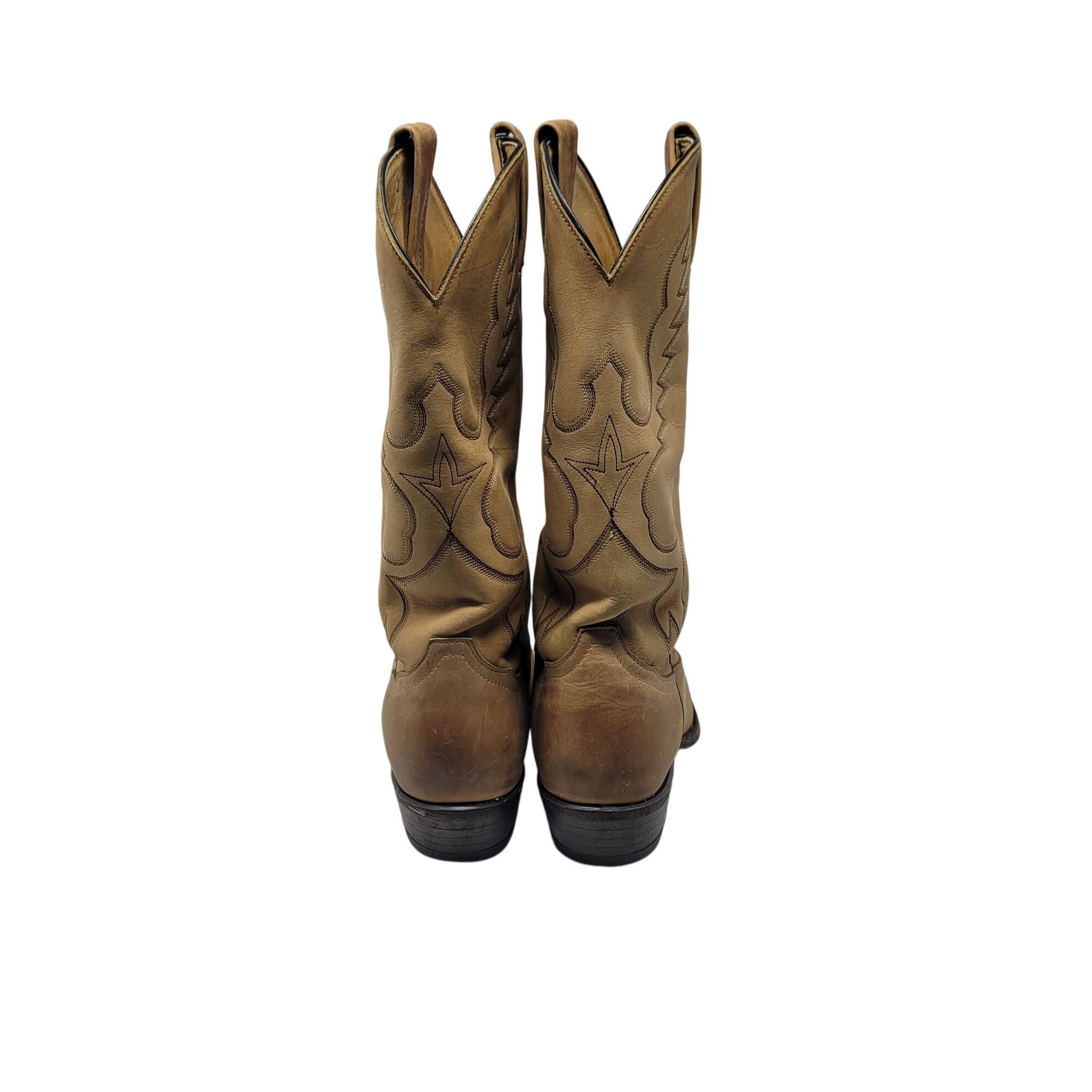 Tony Lama VTG Mens Tony Lama Tan Leather Western Cowboy Boots Sz 9.5 E Size US 9.5 / EU 42-43 - 9 Thumbnail