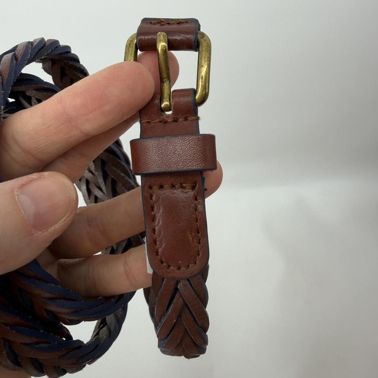 Gap Gap Women’s Brown Braided Leather Belt Boho Woven Gold Size ONE SIZE - 2 Thumbnail