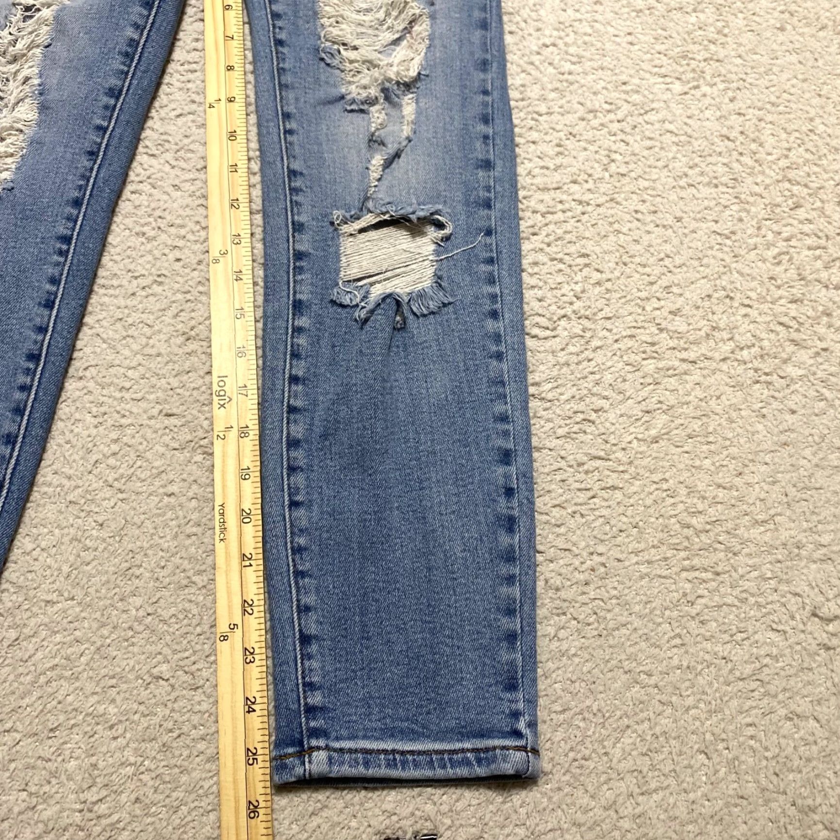 Denime Judy Blue Jeans Womens Jeans Distressed 5-Pocket Skinny Mid Rise Blue Denim Distress Size 34" / US 12 / IT 48 - 3 Thumbnail