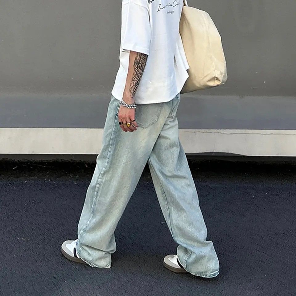 Japanese Brand × Vintage Wide Leg Jeans Men Simple Baggy Y2k Size US 33 - 5 Thumbnail