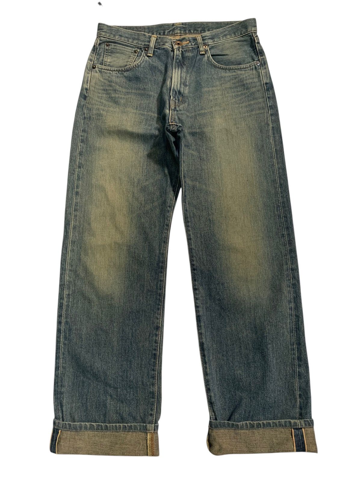 Edwin VINTAGE EDWIN 505X SELVEDGE FADED & RUSTY DISTRESSED DENIM Size US 31 - 5 Thumbnail