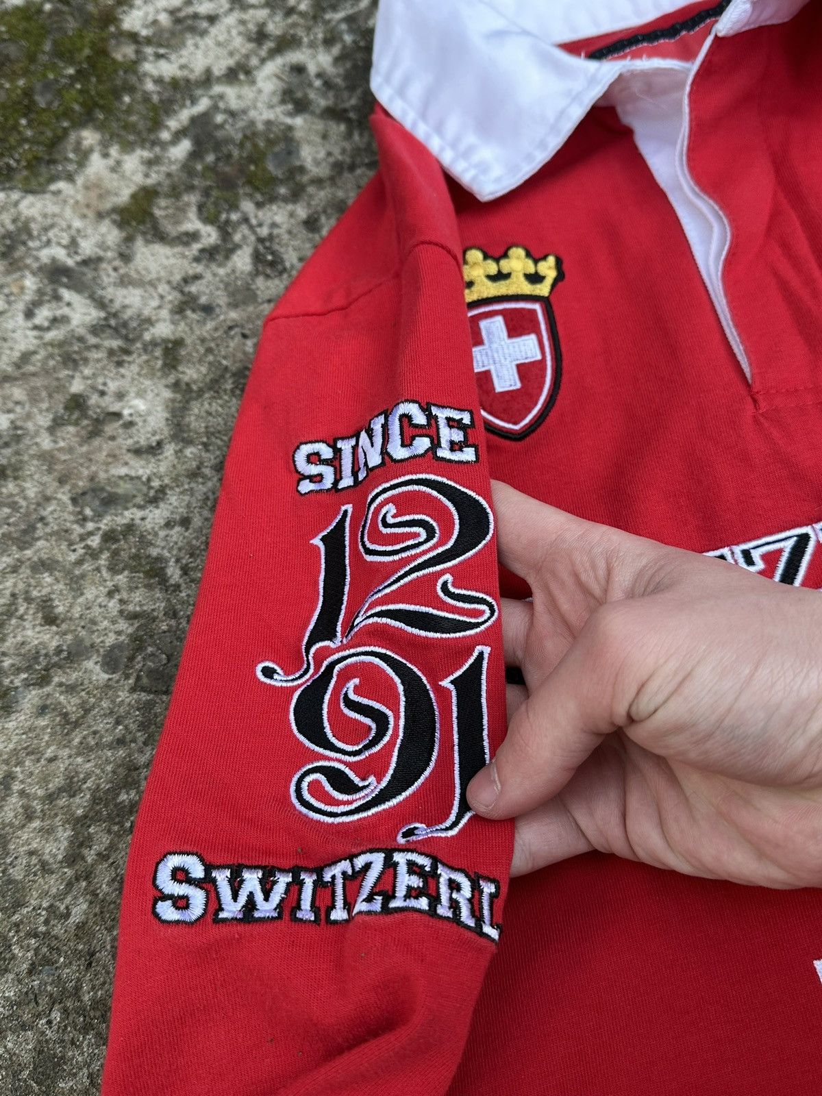 Rugby Ralph Lauren × Vintage Vintage Swiss Bull Switzerland Team Rugby Longsleeve #9 Rare Size US S / EU 44-46 / 1 - 5 Thumbnail