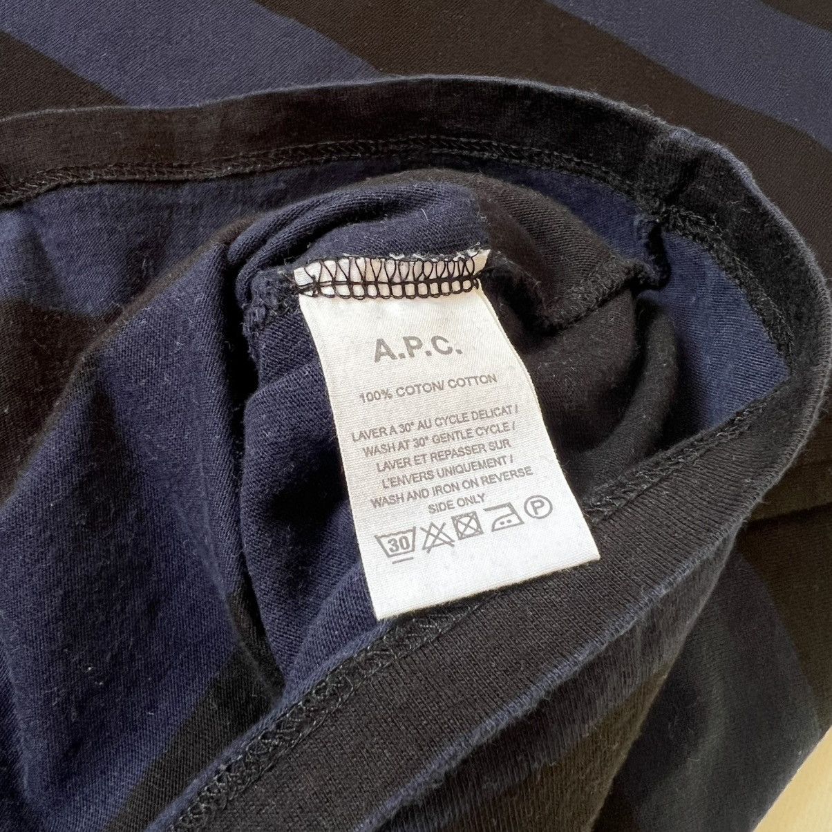 A.P.C. A.P.C stripped black blue tee Size US M / EU 48-50 / 2 - 5 Thumbnail