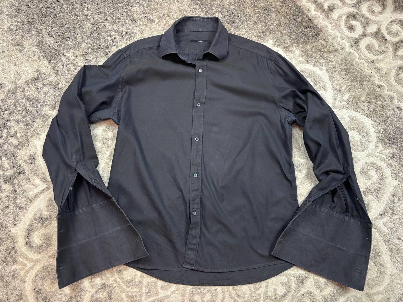 Gucci Gucci Black Cotton Shirt Size 41/16 Italy Long Cuffs Size US L / EU 52-54 / 3 - 6 Thumbnail
