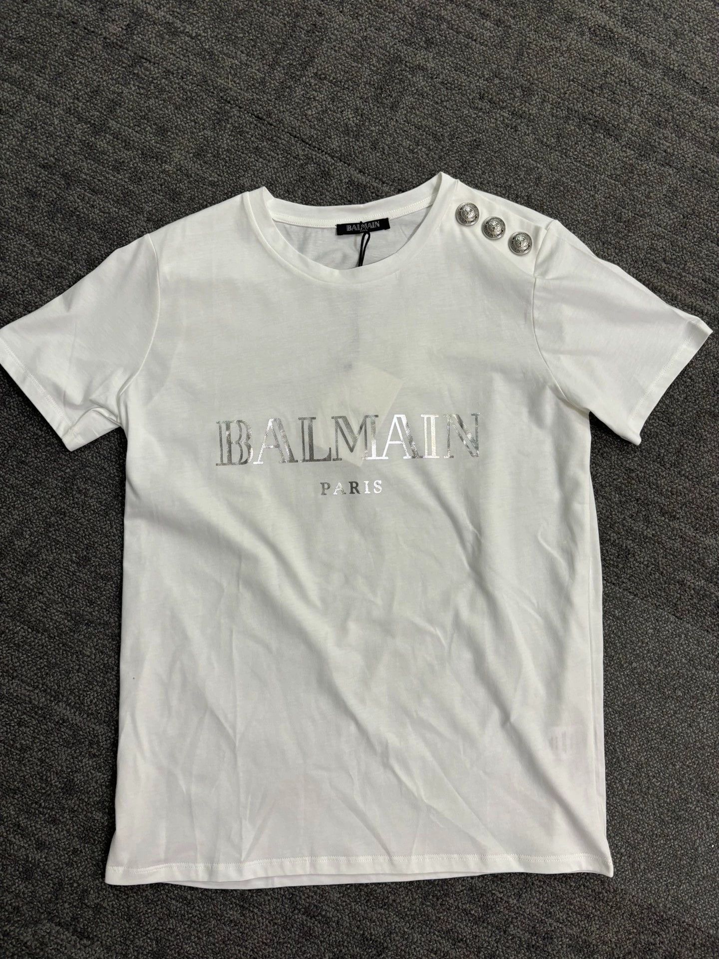 Balmain Balmain White silver short sleeve Size US S / EU 44-46 / 1 - 1 Thumbnail
