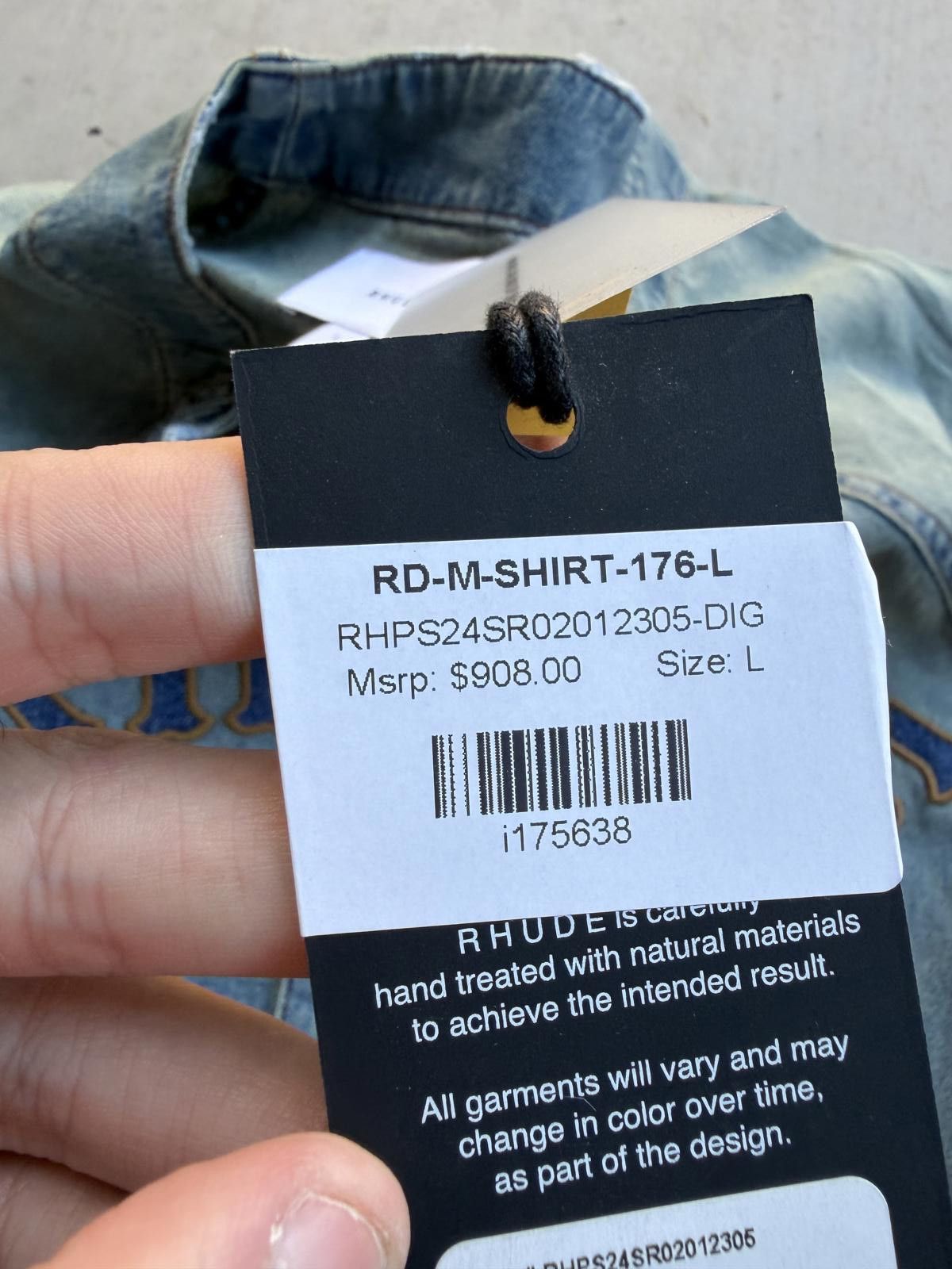 Rhude Rhude Baseball Denim Shirt Blue Men’s Large NWT Retail $908 Size US L / EU 52-54 / 3 - 6 Thumbnail