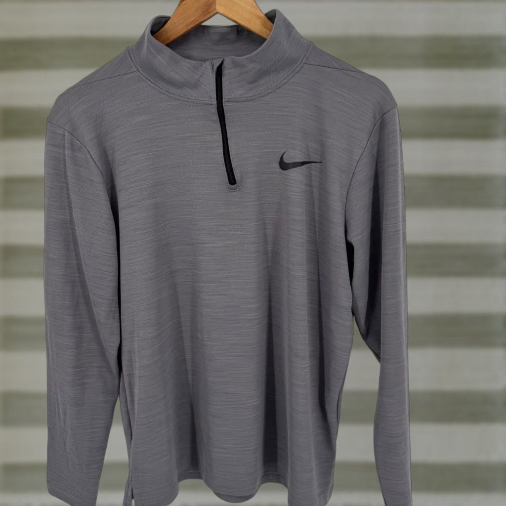 Nike Nike Dri-FIT Long Sleeve 1/4 Zip Pullover Athletic Top Women's Medium Gray Size M / US 6-8 / IT 42-44 - 1 Thumbnail