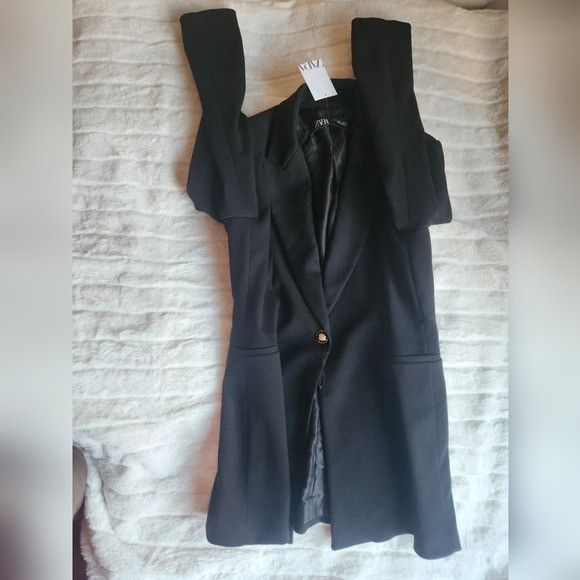 Zara NWt Zara Long Fitted Blazer Lapel Collar, Shoulder Pads Size M / US 6-8 / IT 42-44 - 4 Thumbnail