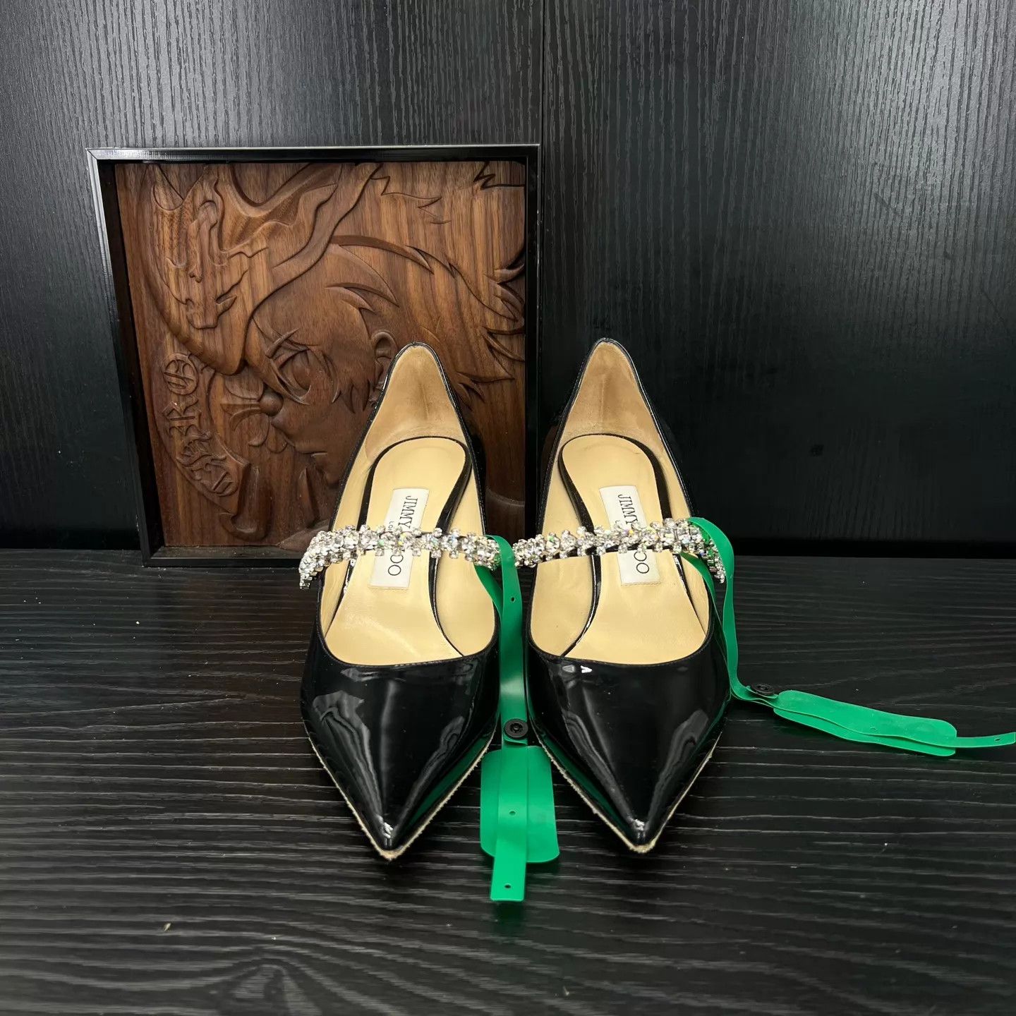 Jimmy Choo Jimmy Choo Bing Black Crystal Patent Leather Heels 37 new Size US 6.5 / IT 36.5 - 2 Thumbnail