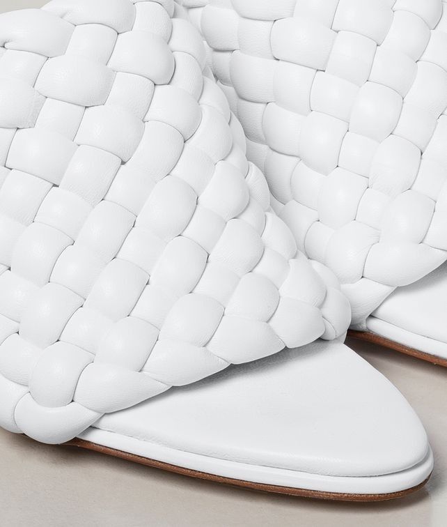 Bottega Veneta o1mle0325 Intrecciato Curve Heeled Sandals in Optic White Size US 7.5 / IT 37.5 - 5 Thumbnail